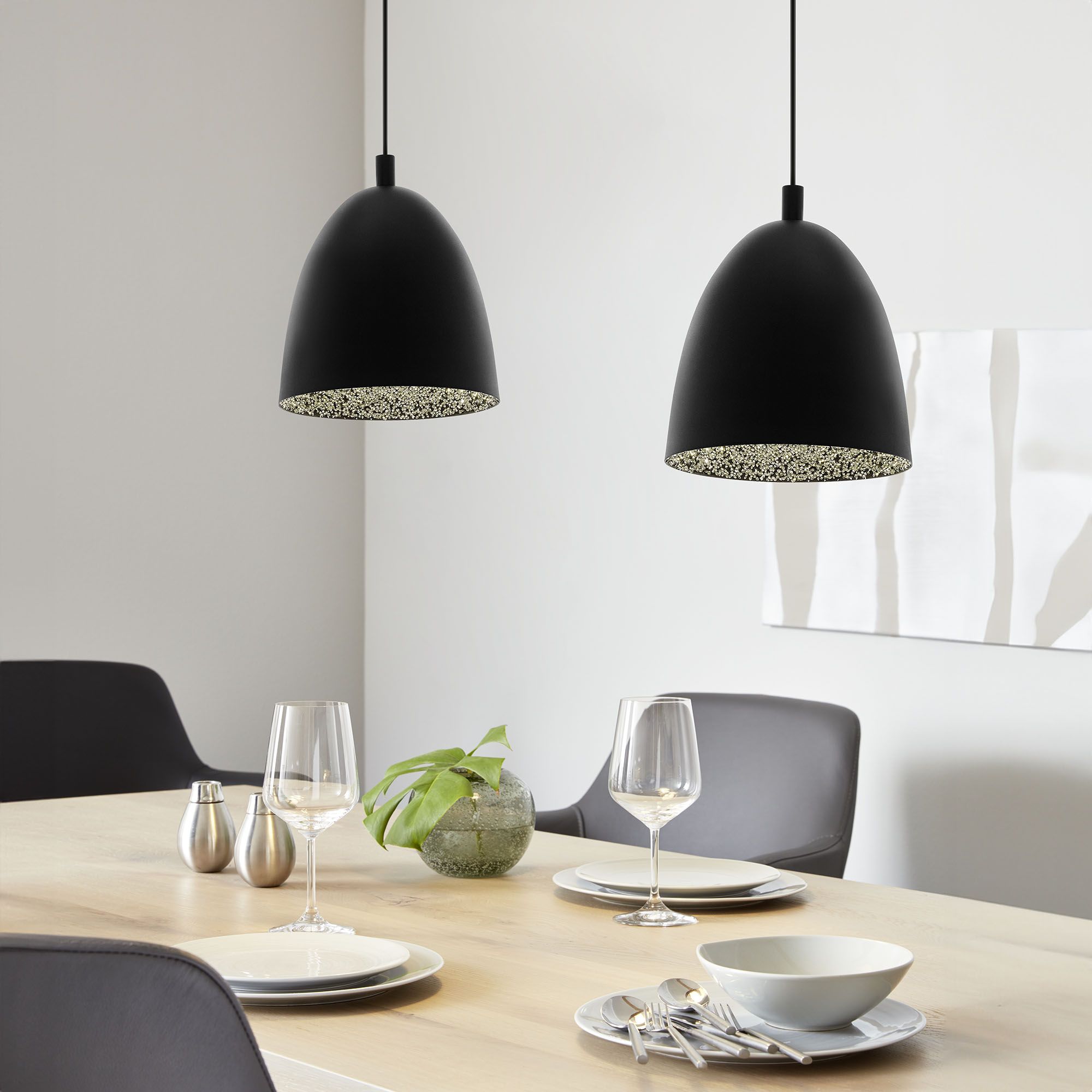 Suspension métal noir MAREPERLA d18 cm E27 1X60W