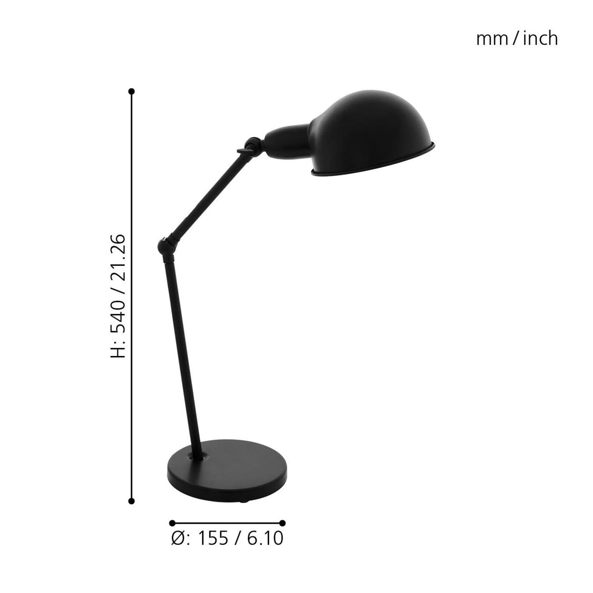 Lampe de bureau en métal noir EXMOOR E27 60W