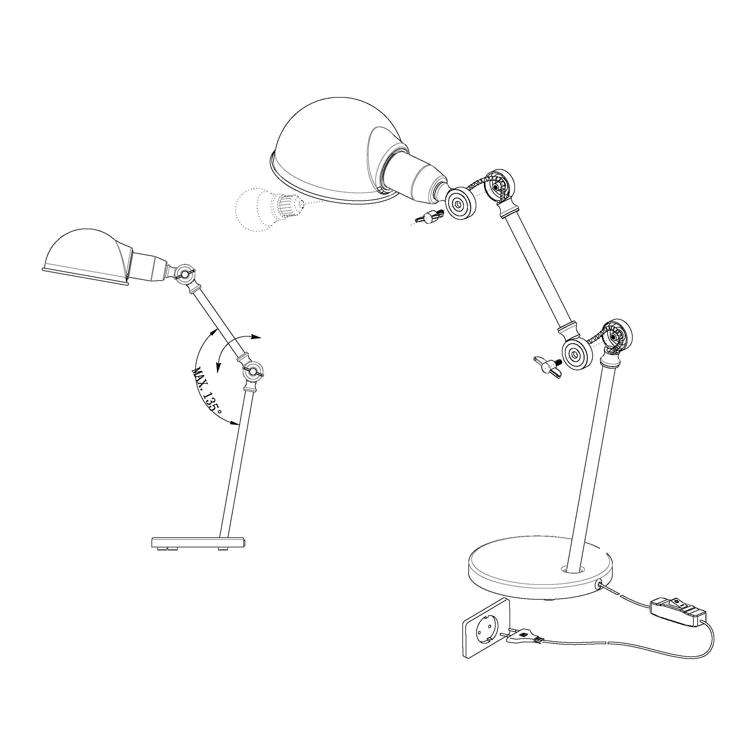 Lampe de bureau en métal noir EXMOOR E27 60W