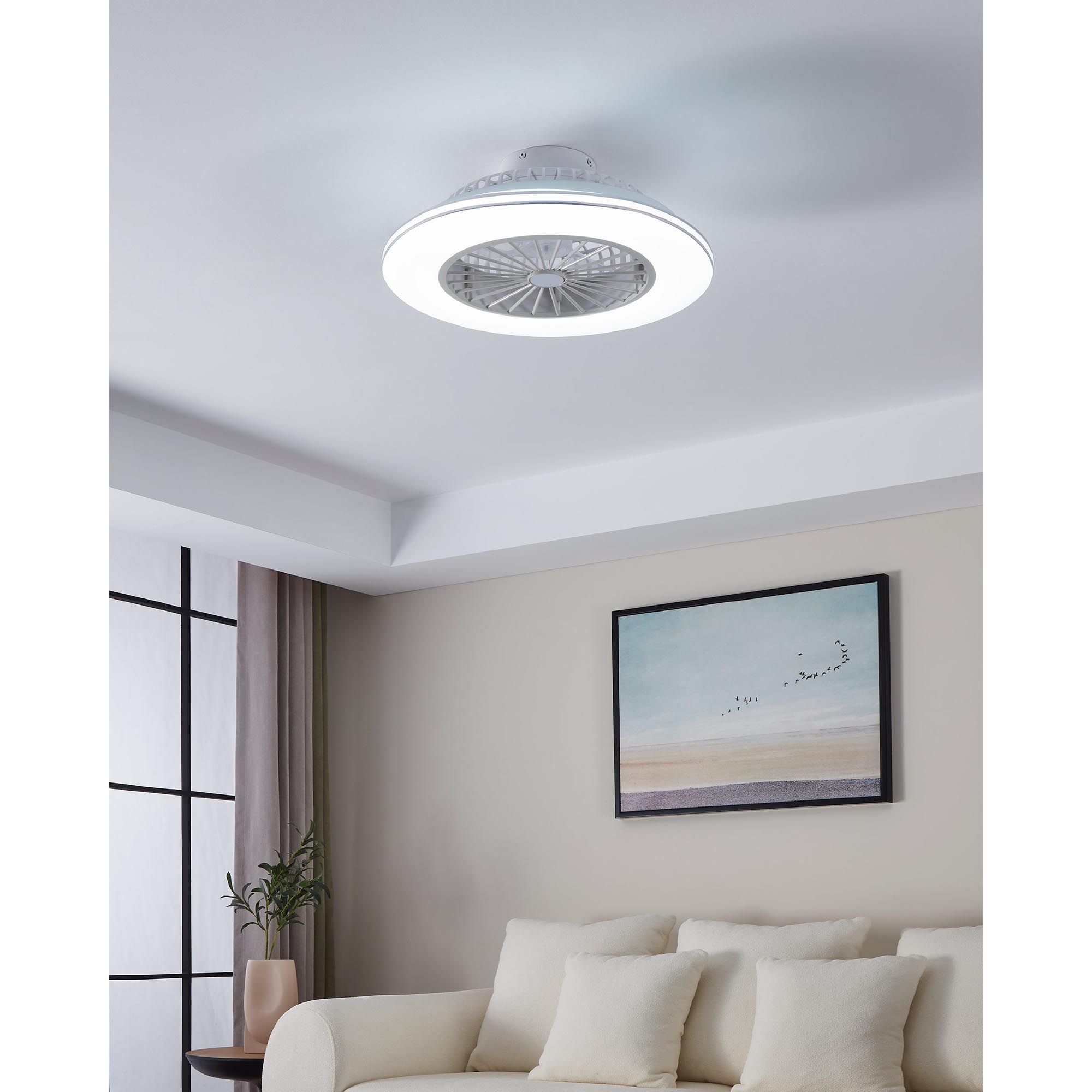 Ventilateur LED dimmable LOVISKA blanc Ø55cm