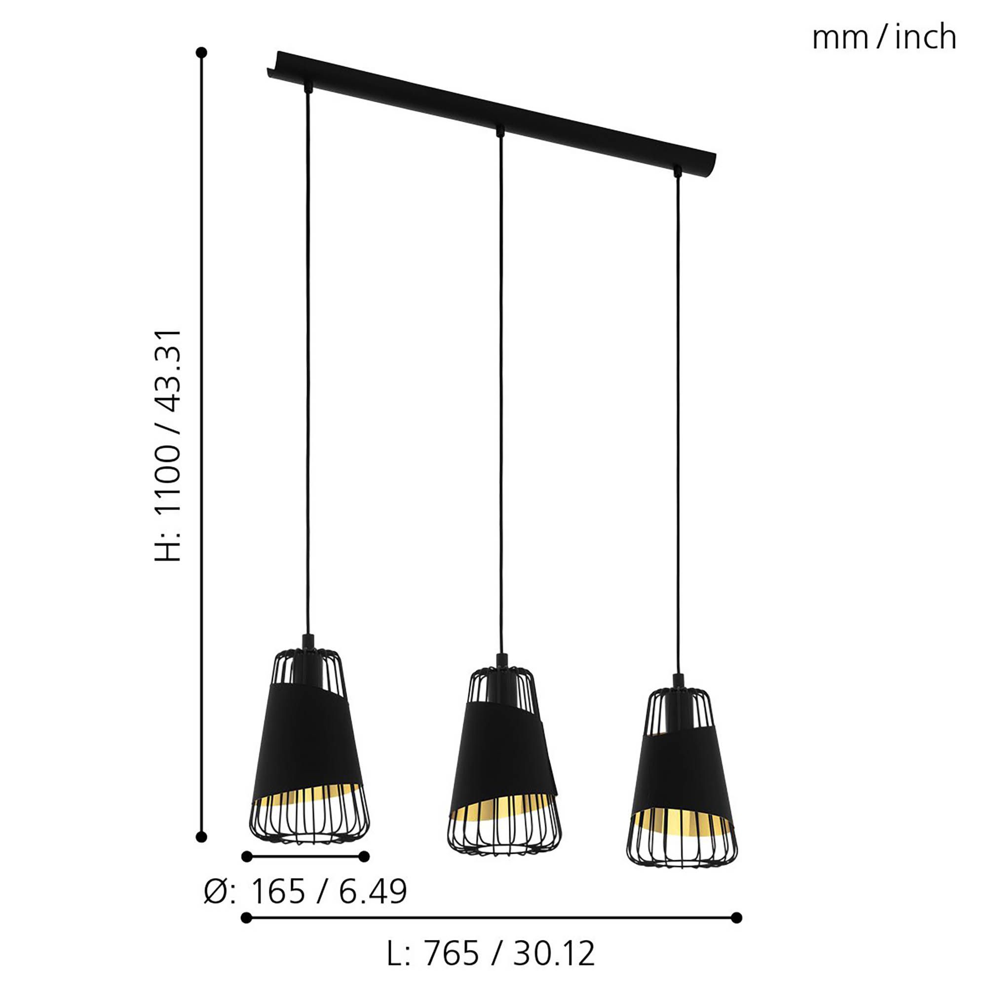 Suspension AUSTELL noir L76,5cm