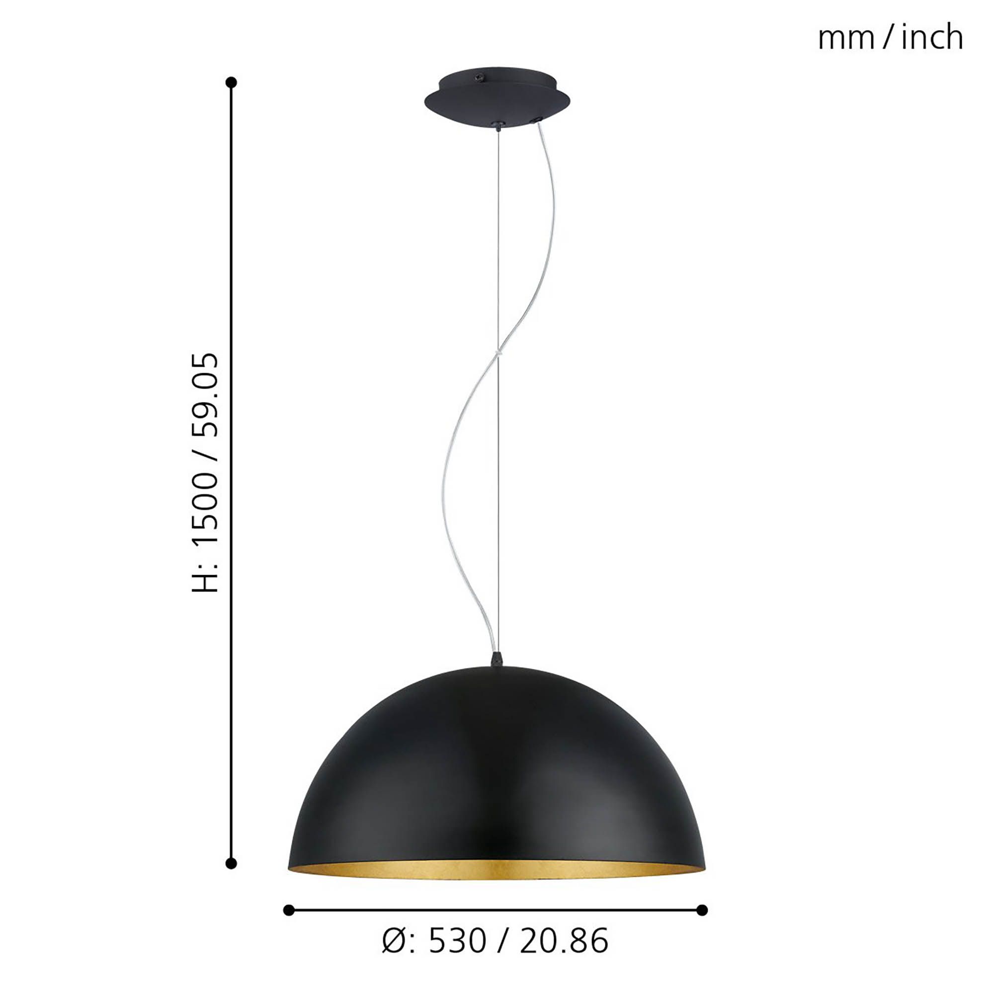 Suspension GAETANO 1 noir/doré Ø53cm