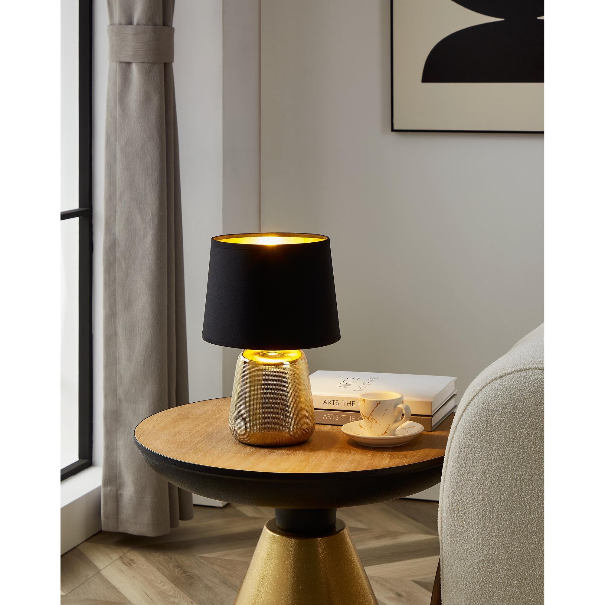 Lampe de table MANALBA noir/doré H30cm