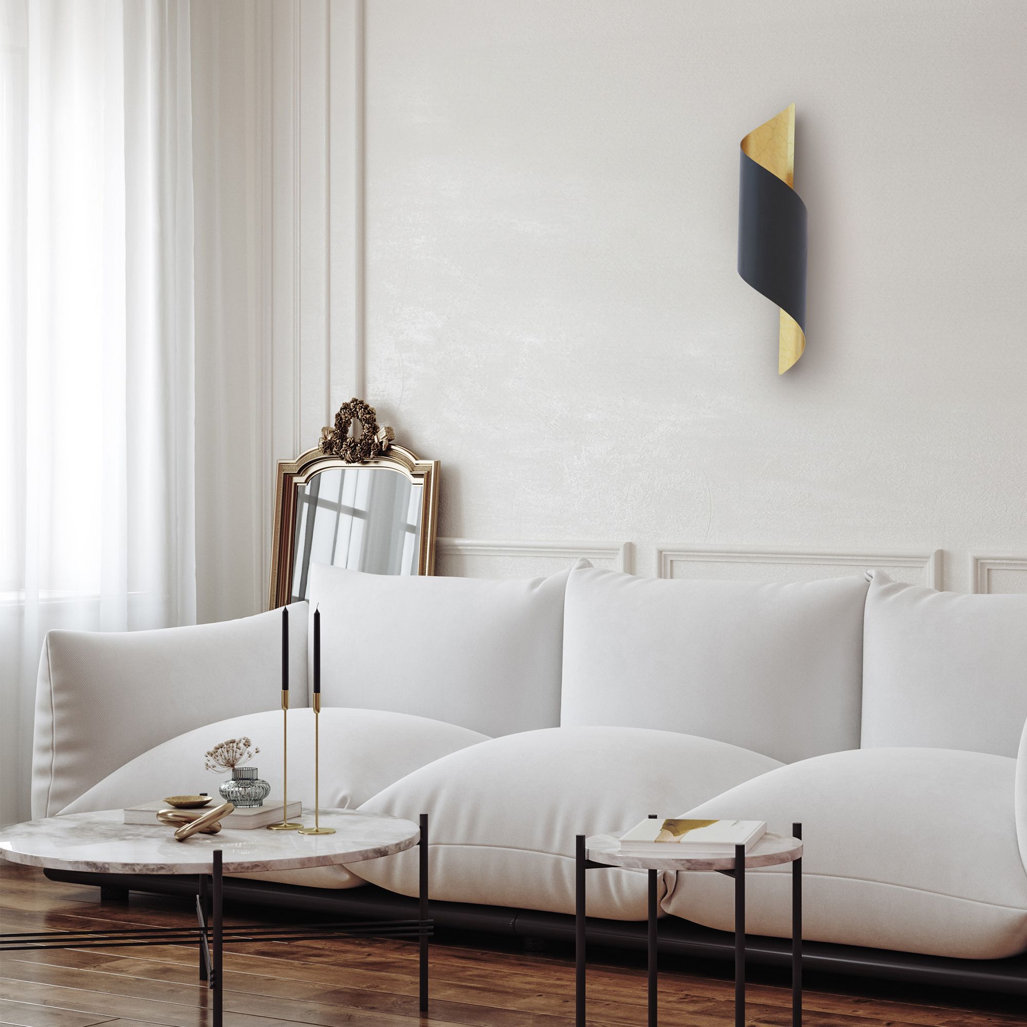 Applique JABALOYAS noir/doré H63cm