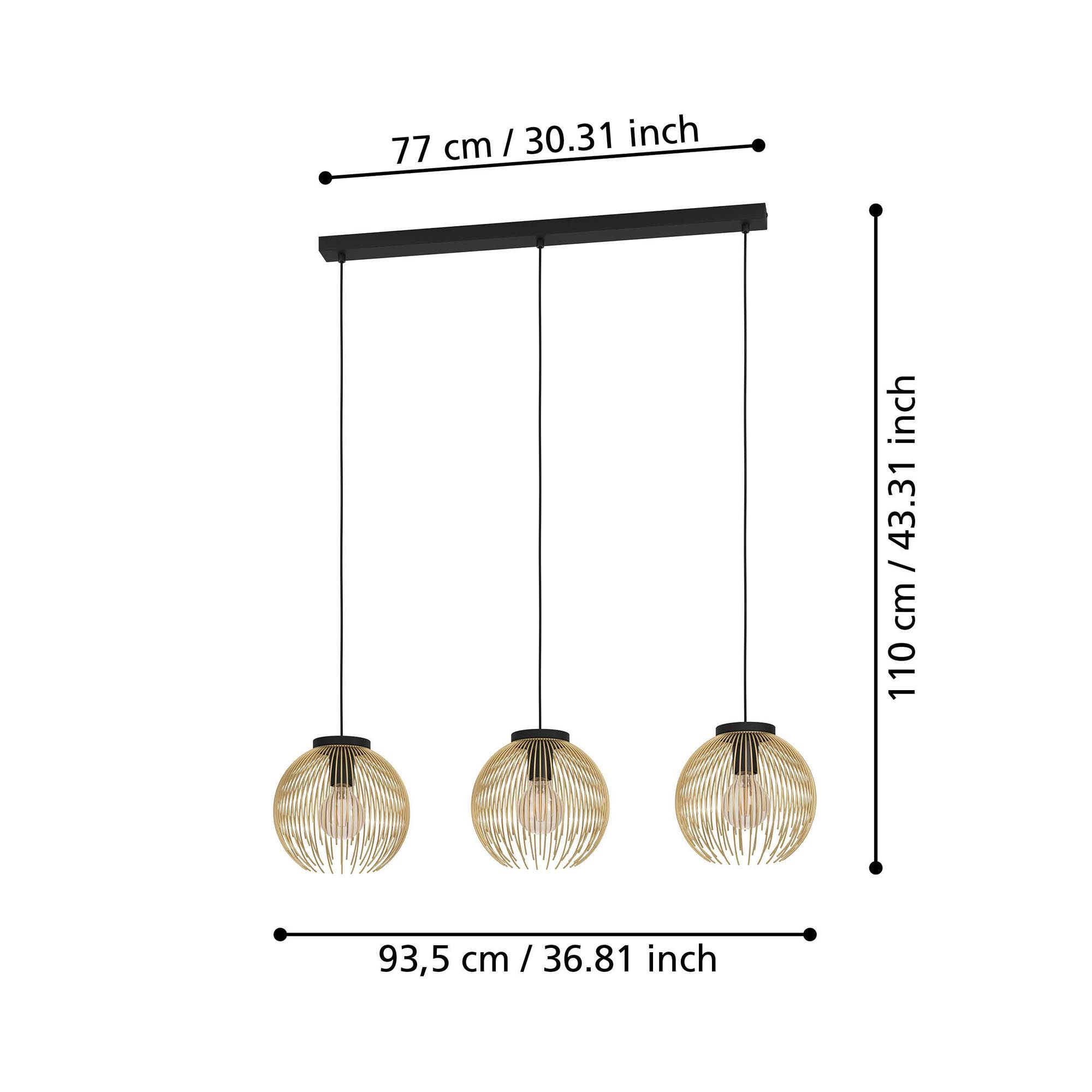 Suspension VENEZUELA noir/doré L93,5cm