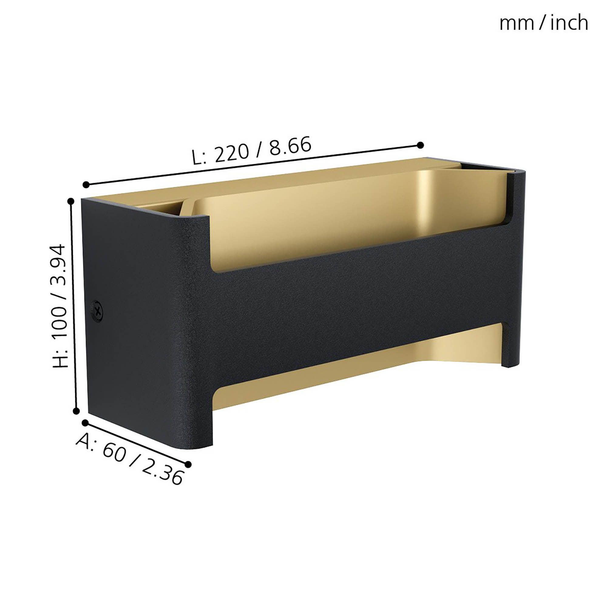 Applique LED FELONICHE noir/doré H10cm