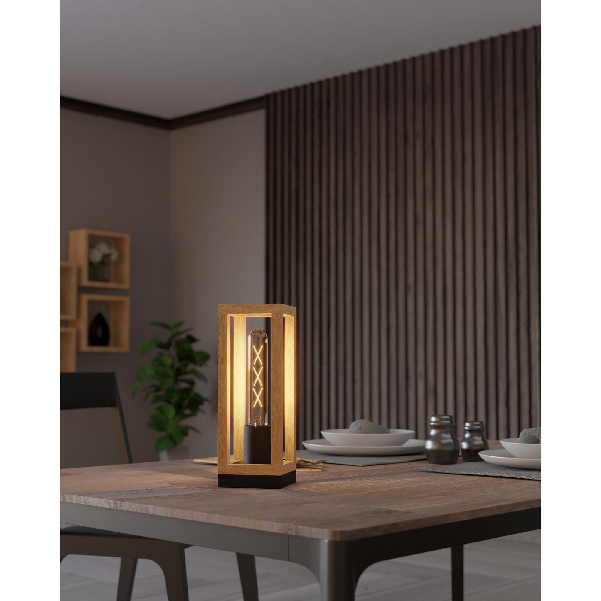 Lampe LITTLETON bois/noir H28cm