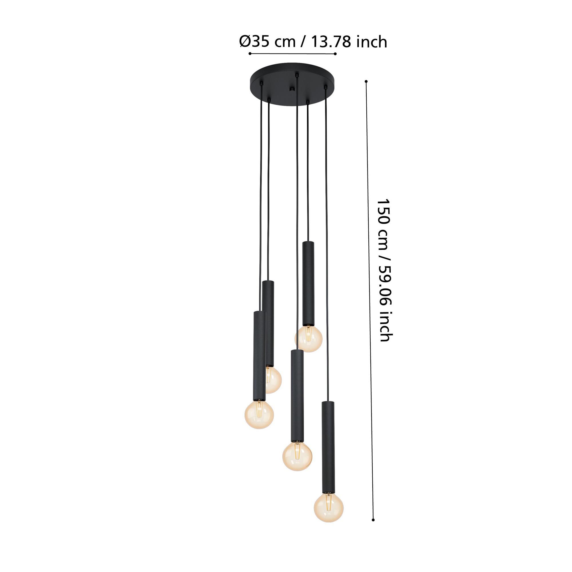 Suspension CORTENOVA noir H150cm