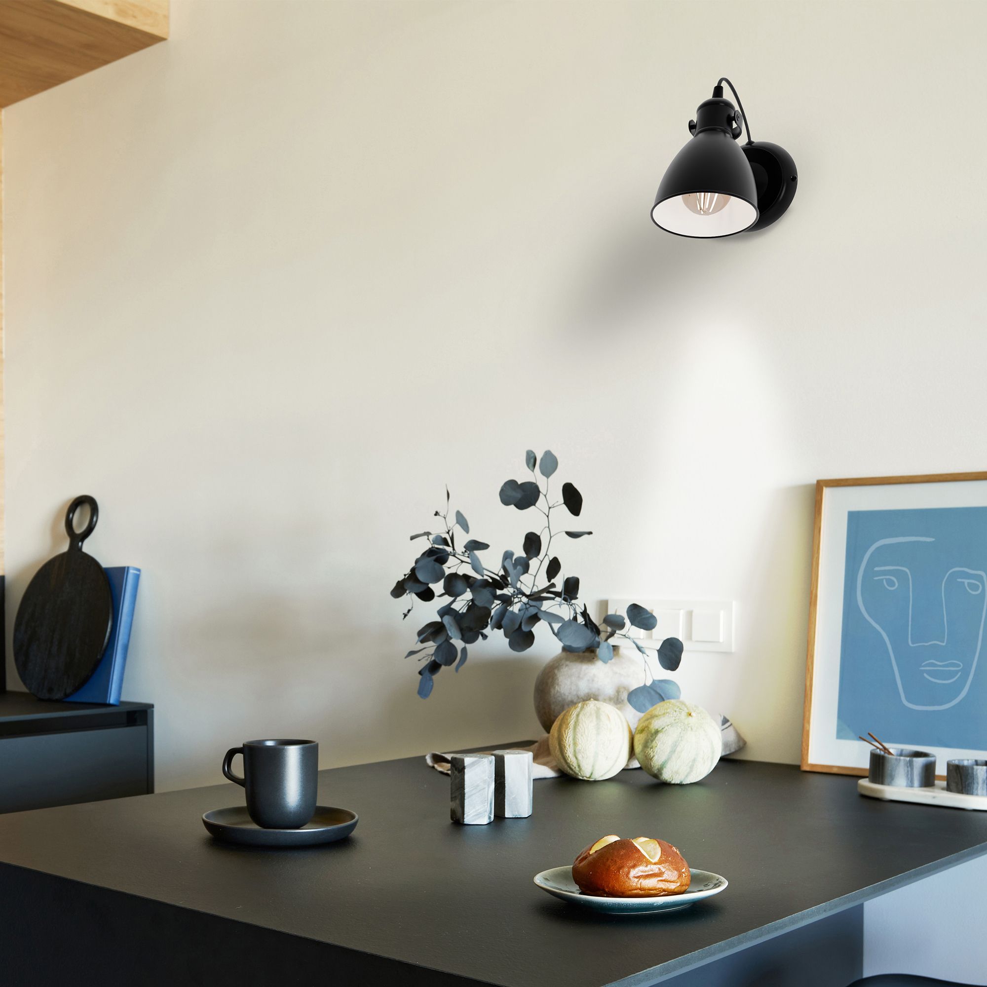Applique PRIDDY noir H21,5cm