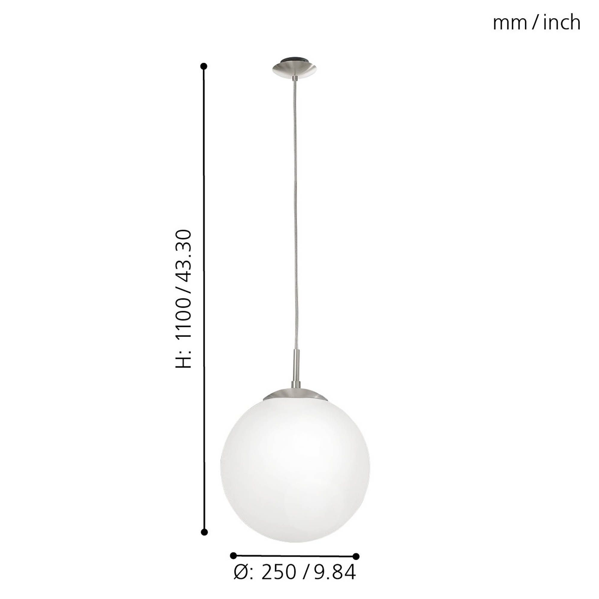 Suspension RONDO verre opalin Ø25cm