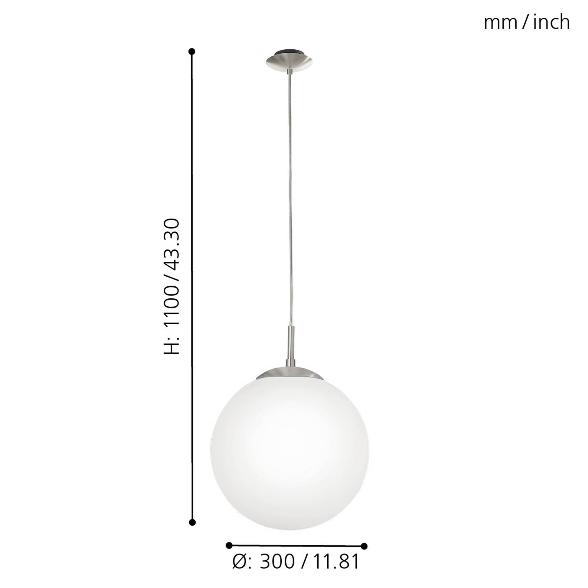 Suspension RONDO verre opalin Ø30cm
