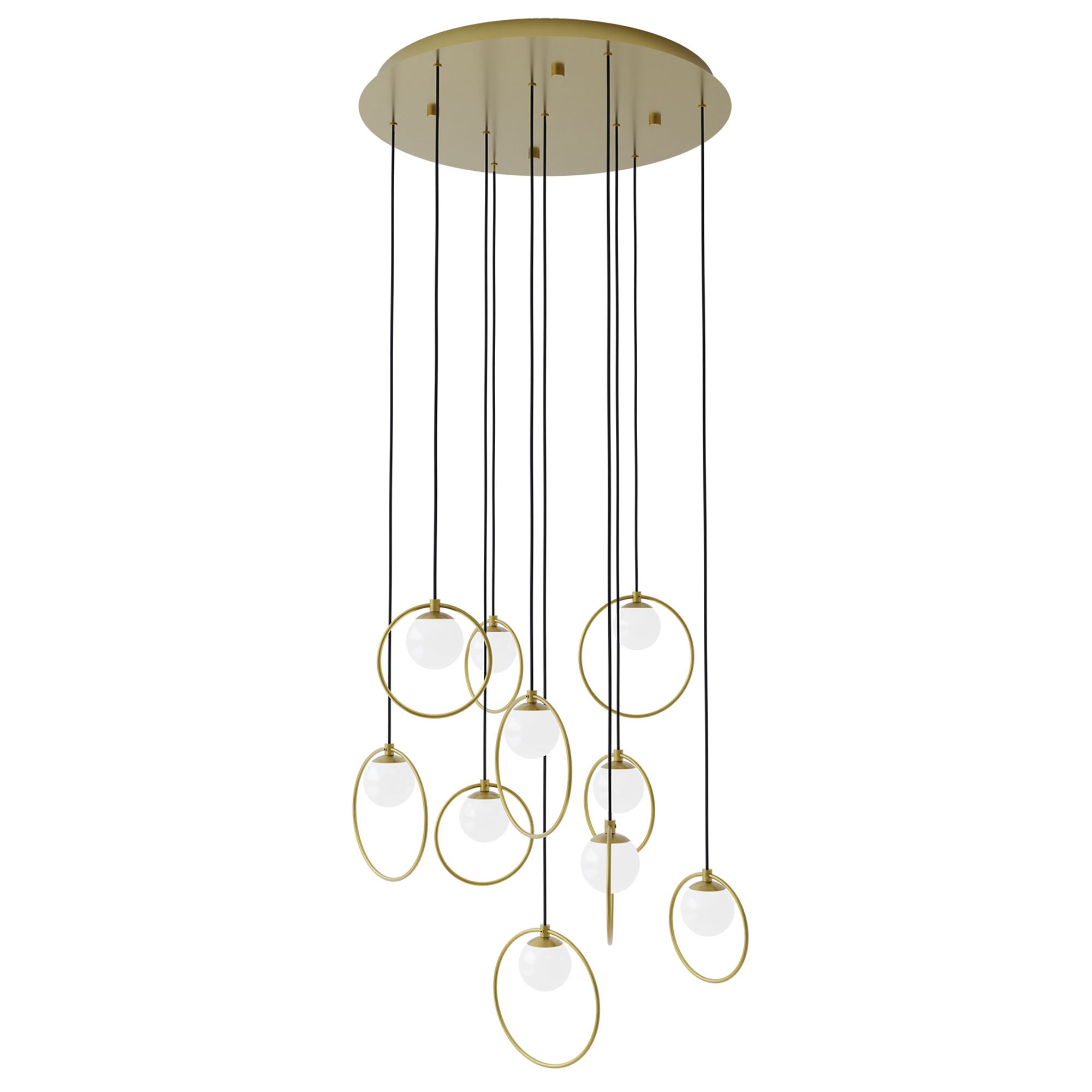 Suspension LED PORTOCOLM laiton/verre opalin Ø58cm