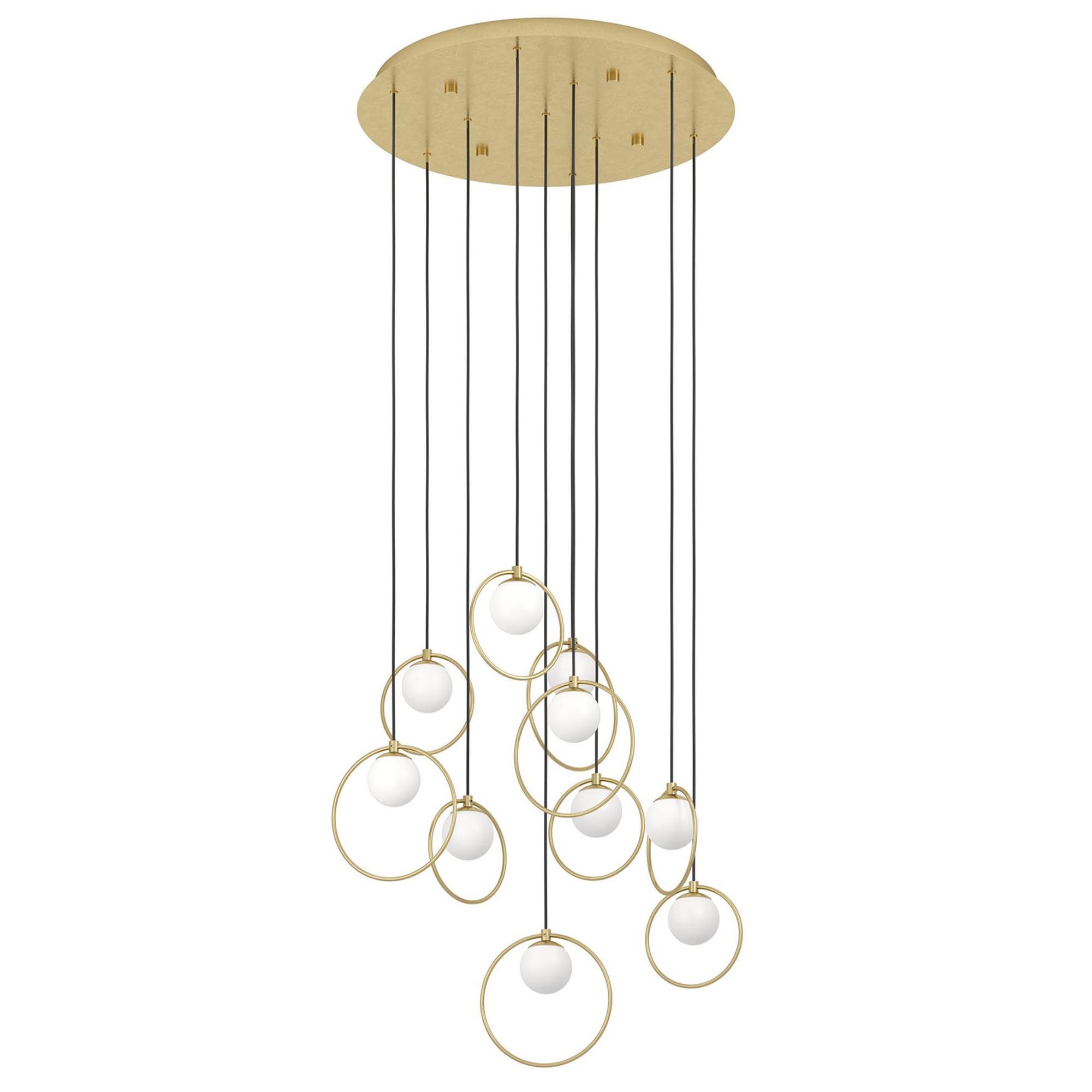 Suspension LED PORTOCOLM laiton/verre opalin Ø58cm