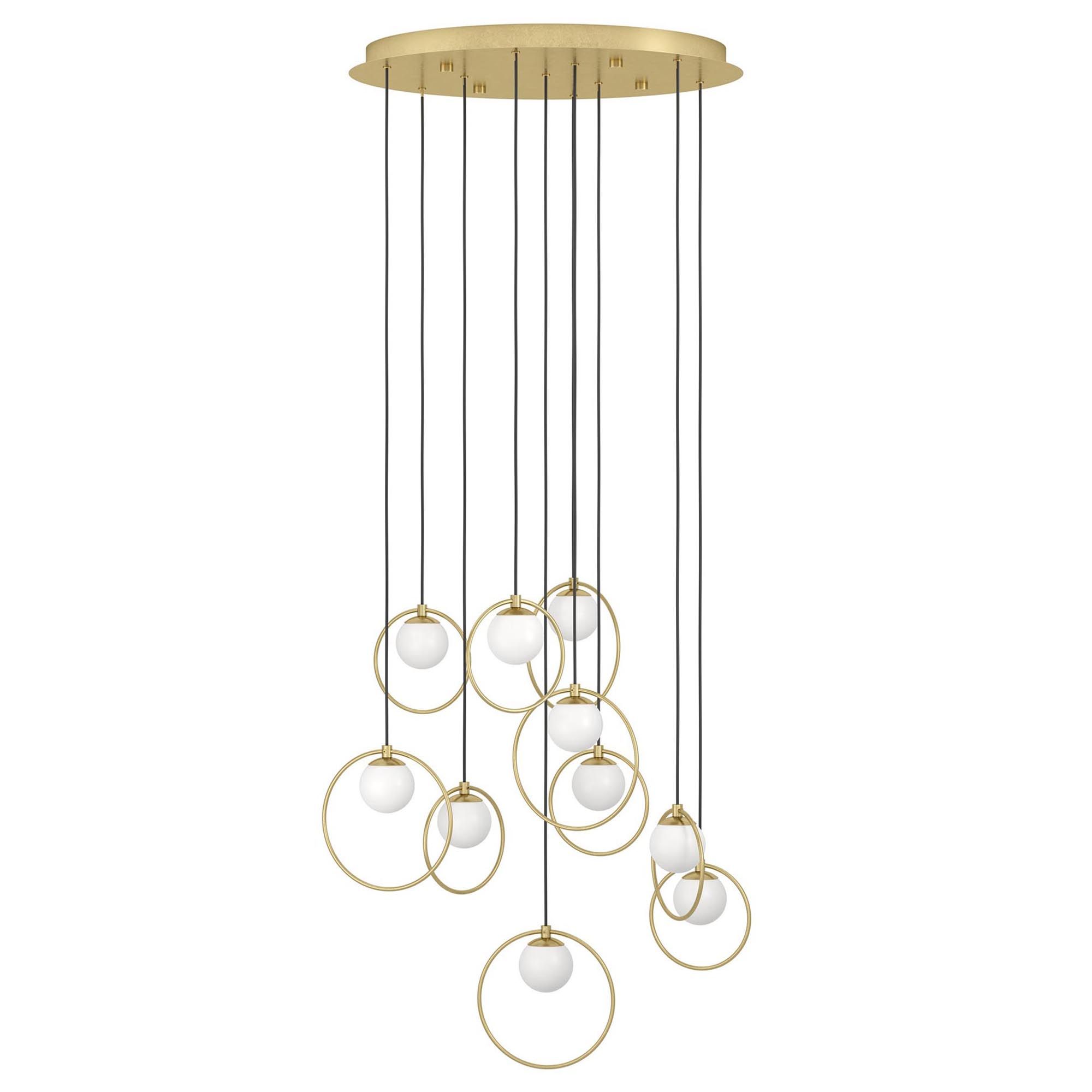 Suspension LED PORTOCOLM laiton/verre opalin Ø58cm