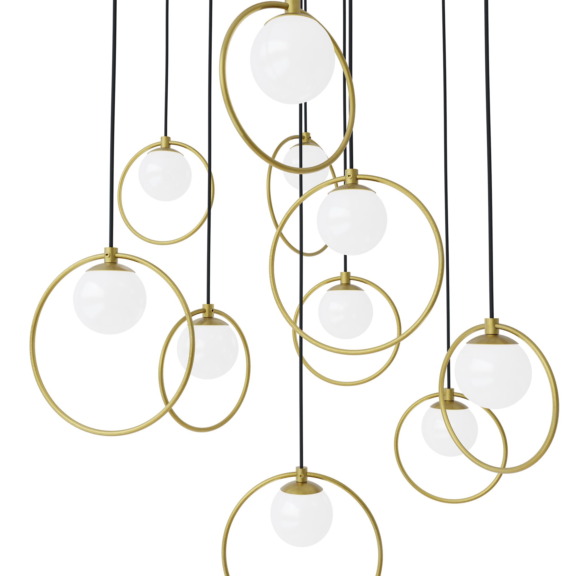 Suspension LED PORTOCOLM laiton/verre opalin Ø58cm