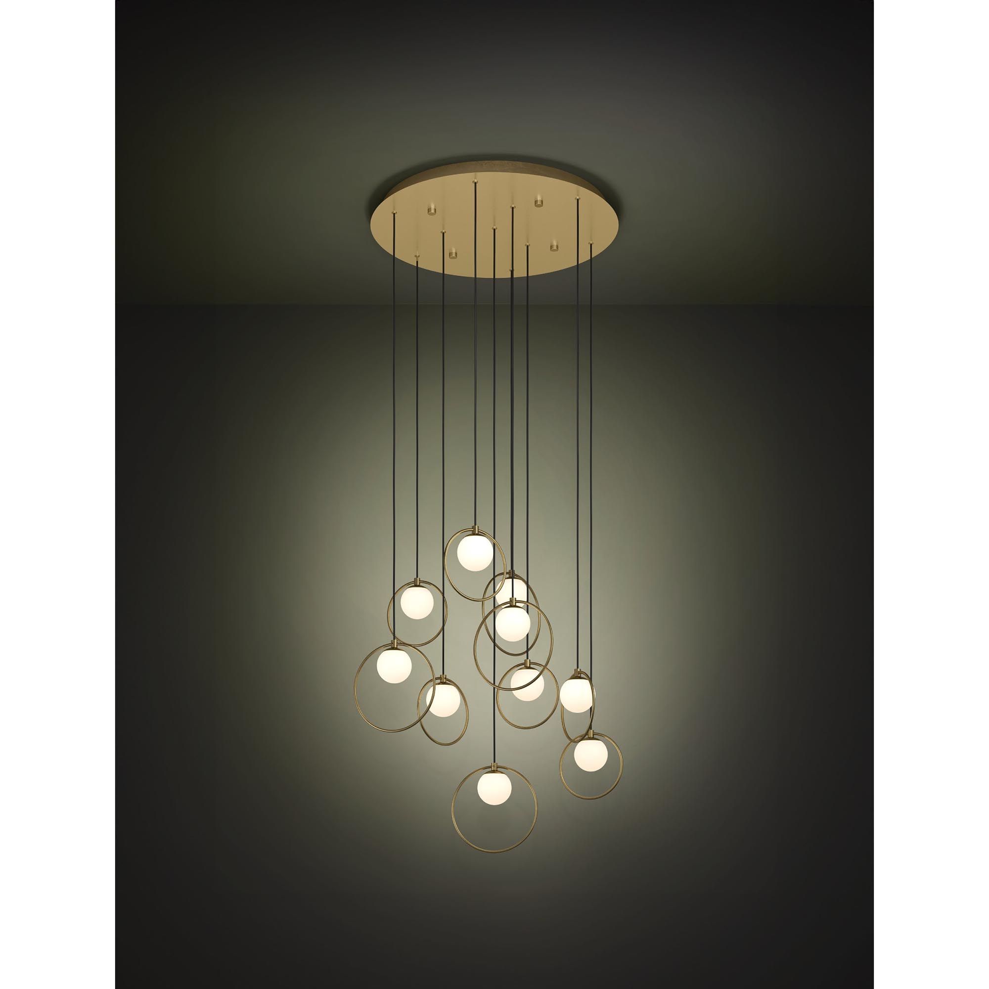 Suspension LED PORTOCOLM laiton/verre opalin Ø58cm