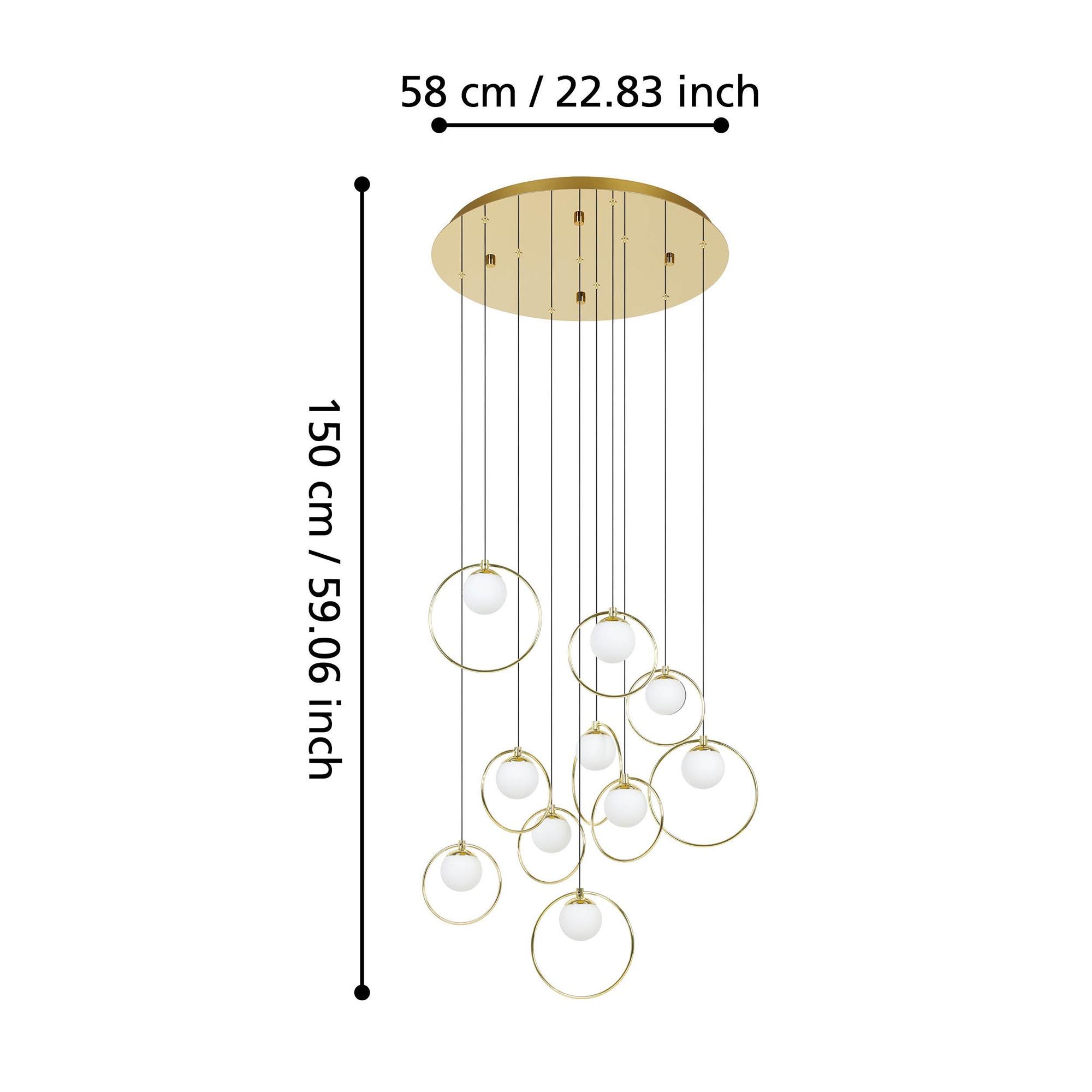 Suspension LED PORTOCOLM laiton/verre opalin Ø58cm