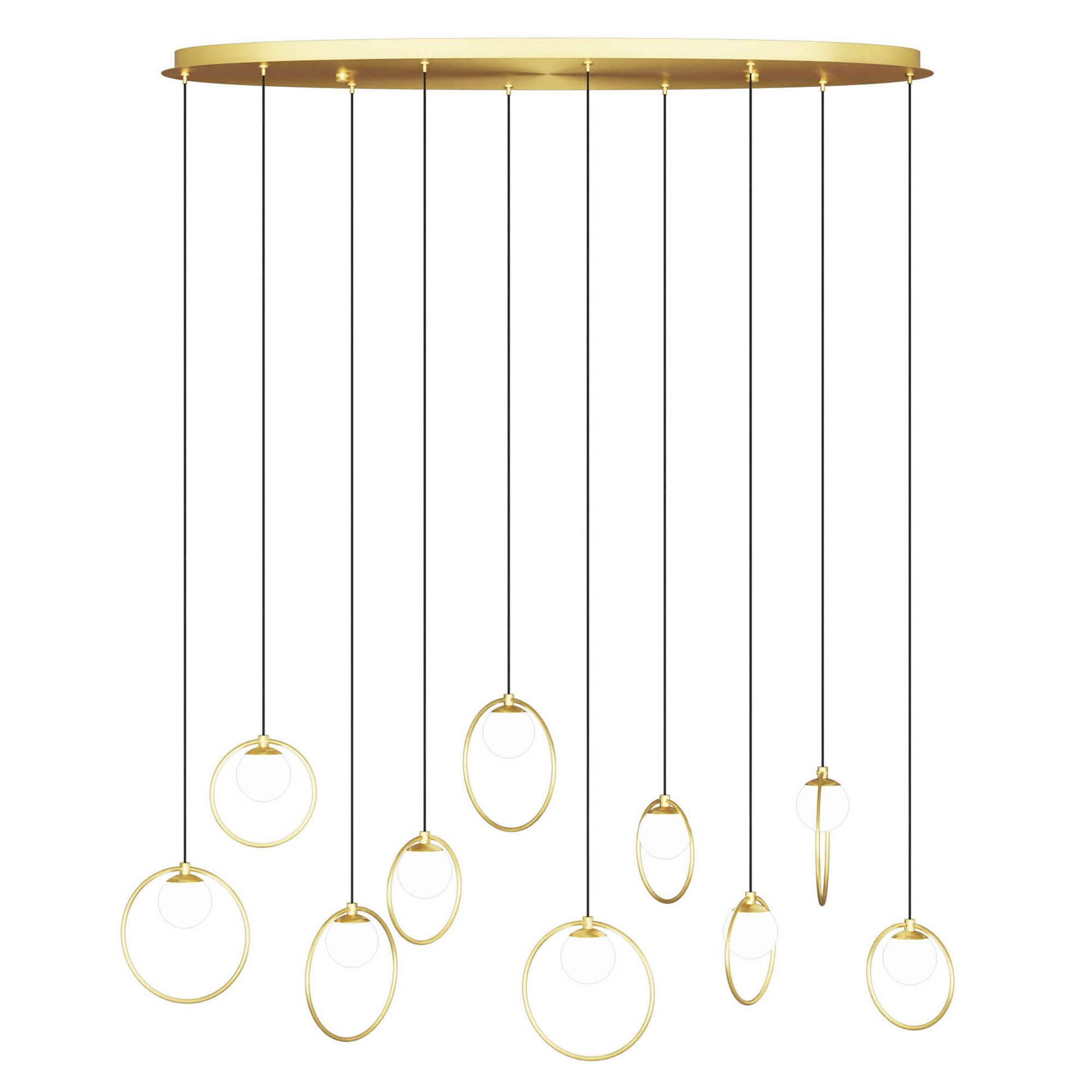 Suspension LED PORTOCOLM laiton/verre opalin L116cm