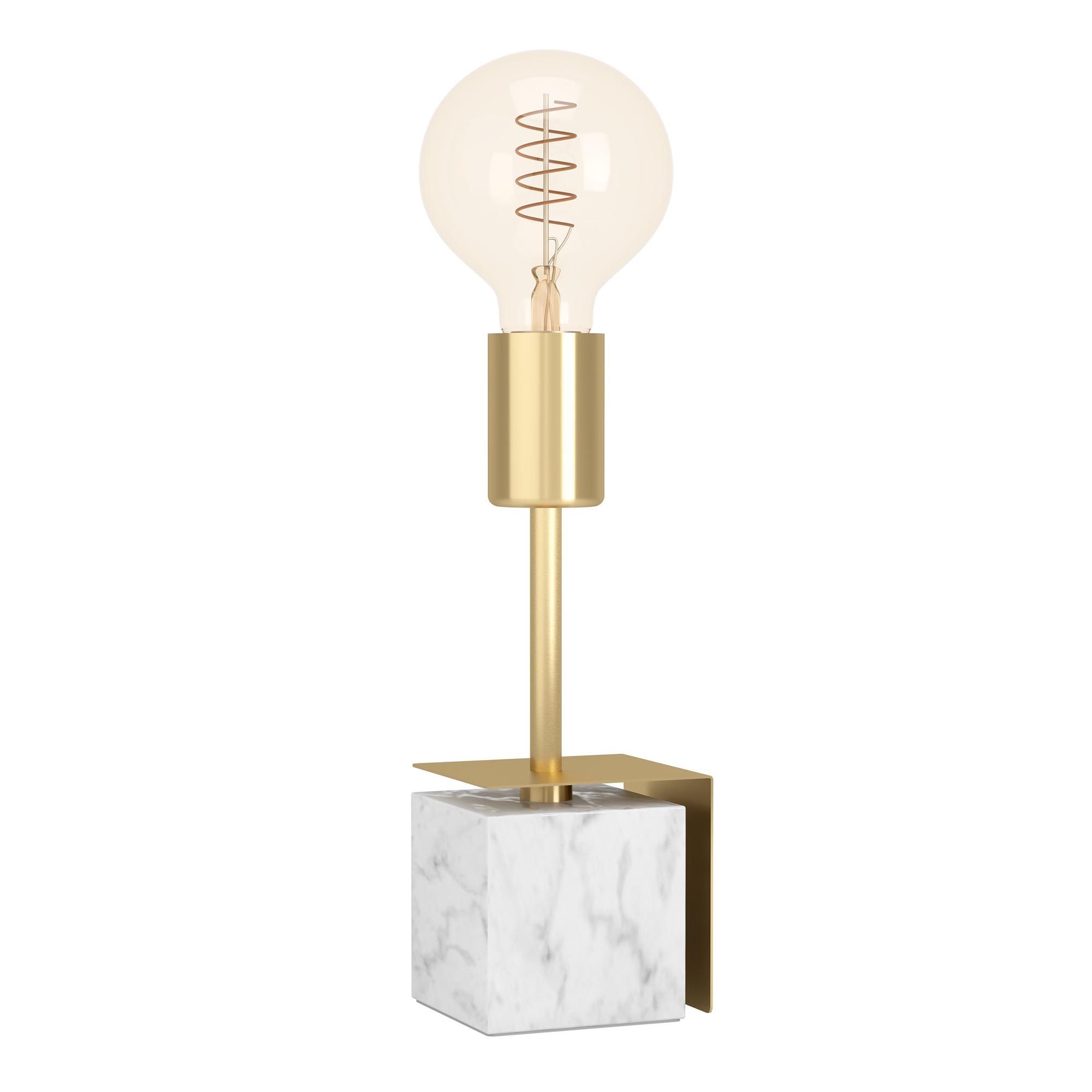 Lampe CARMITA marbre blanc/laiton H26cm