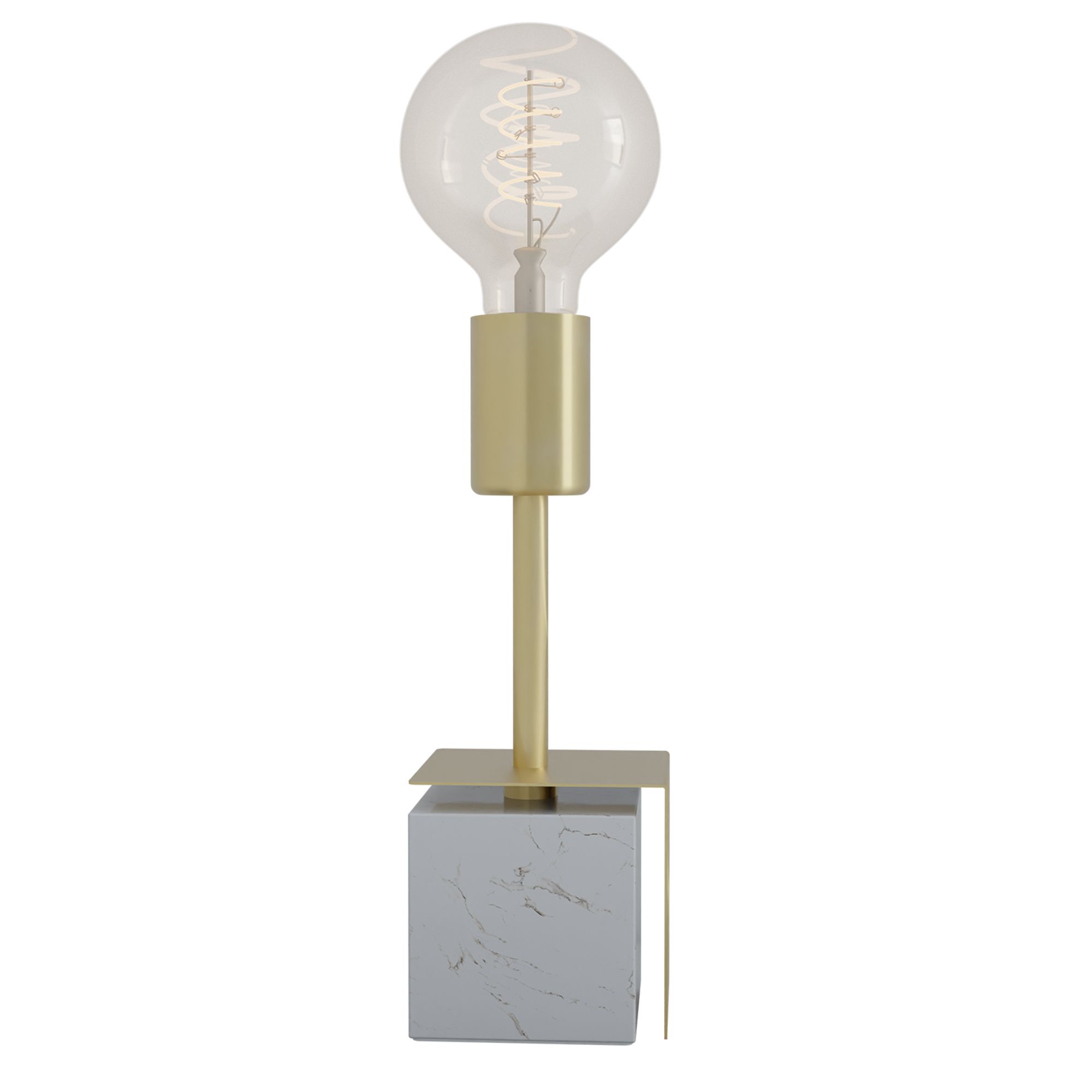 Lampe CARMITA marbre blanc/laiton H26cm