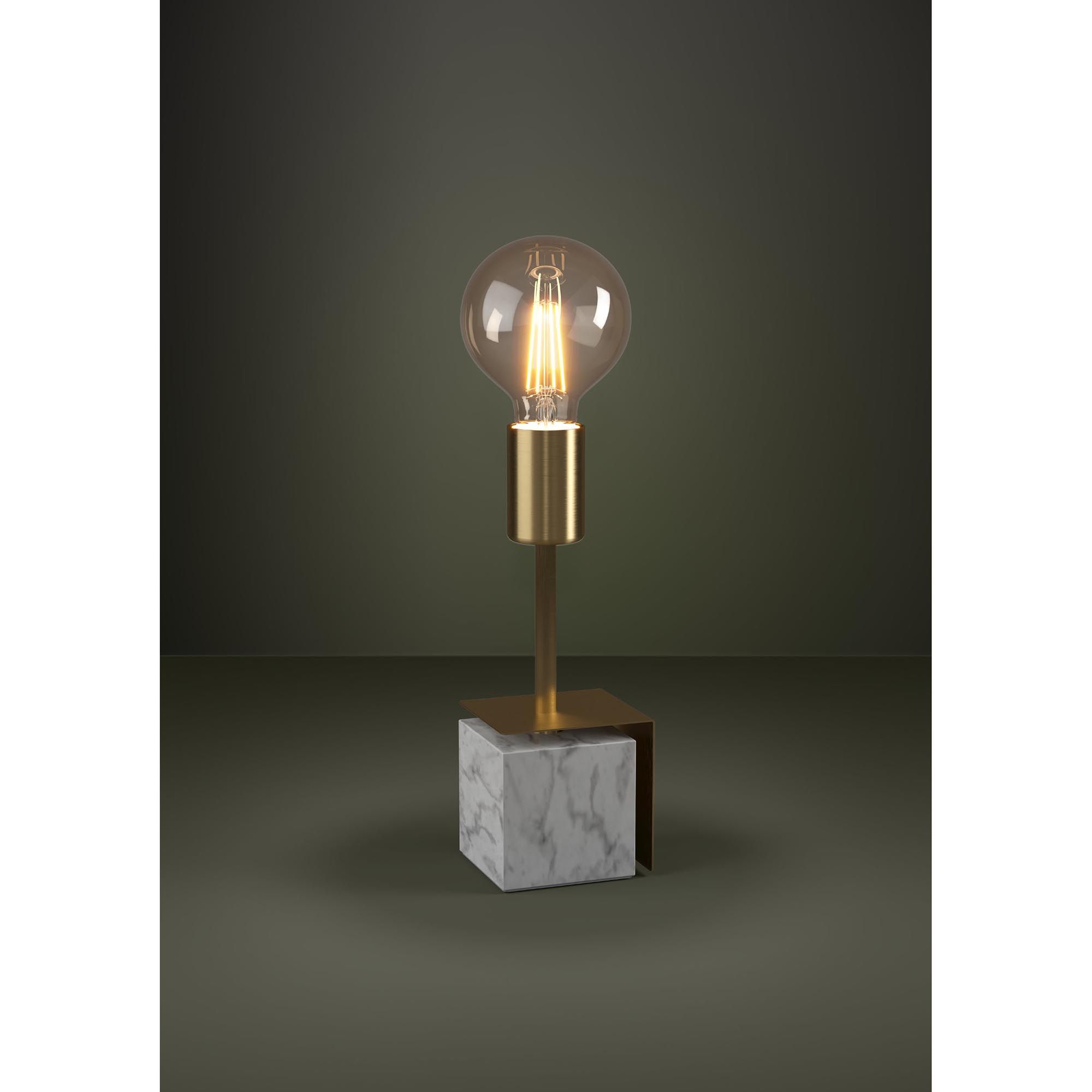 Lampe CARMITA marbre blanc/laiton H26cm