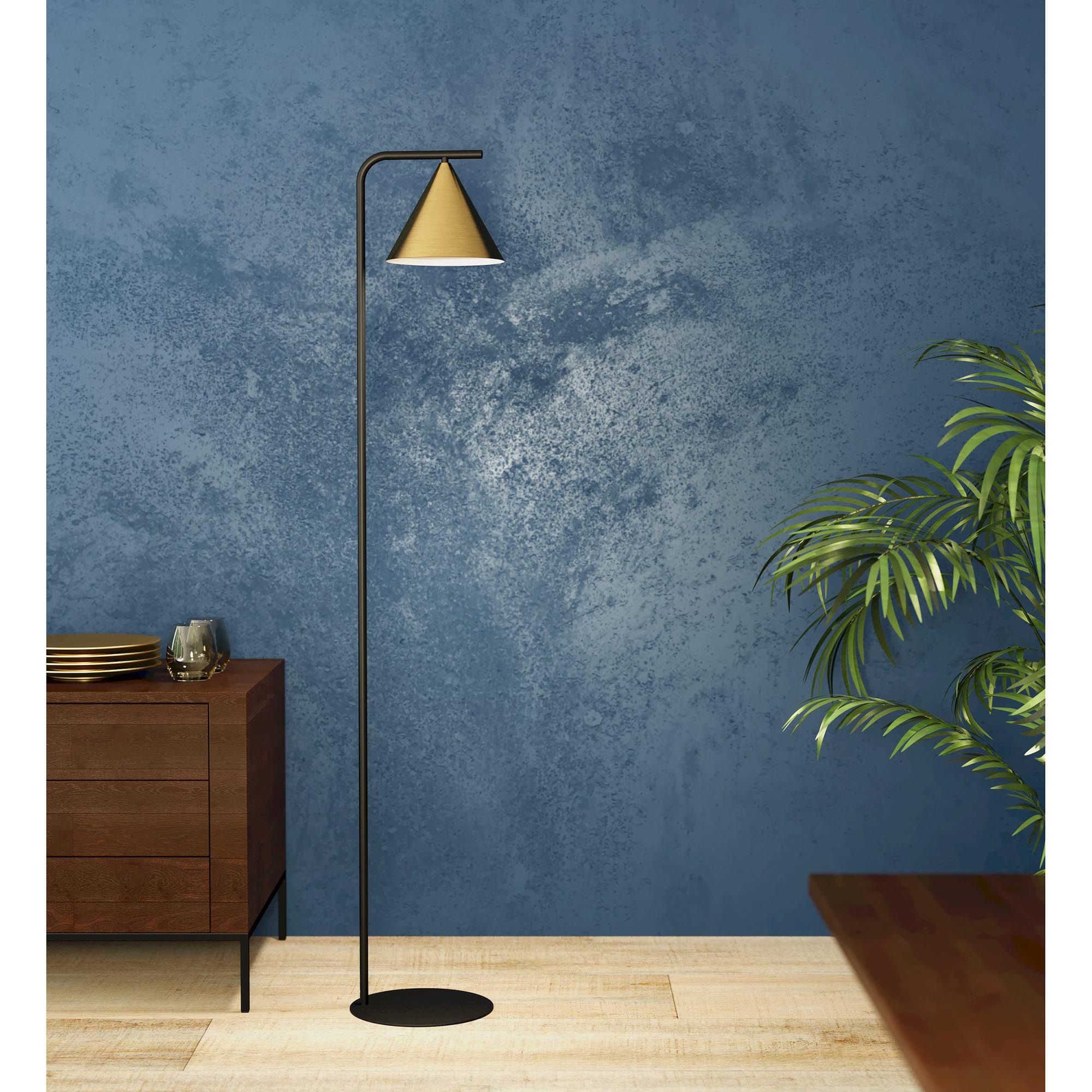 Lampadaire en métal doré NARICES E27 40W
