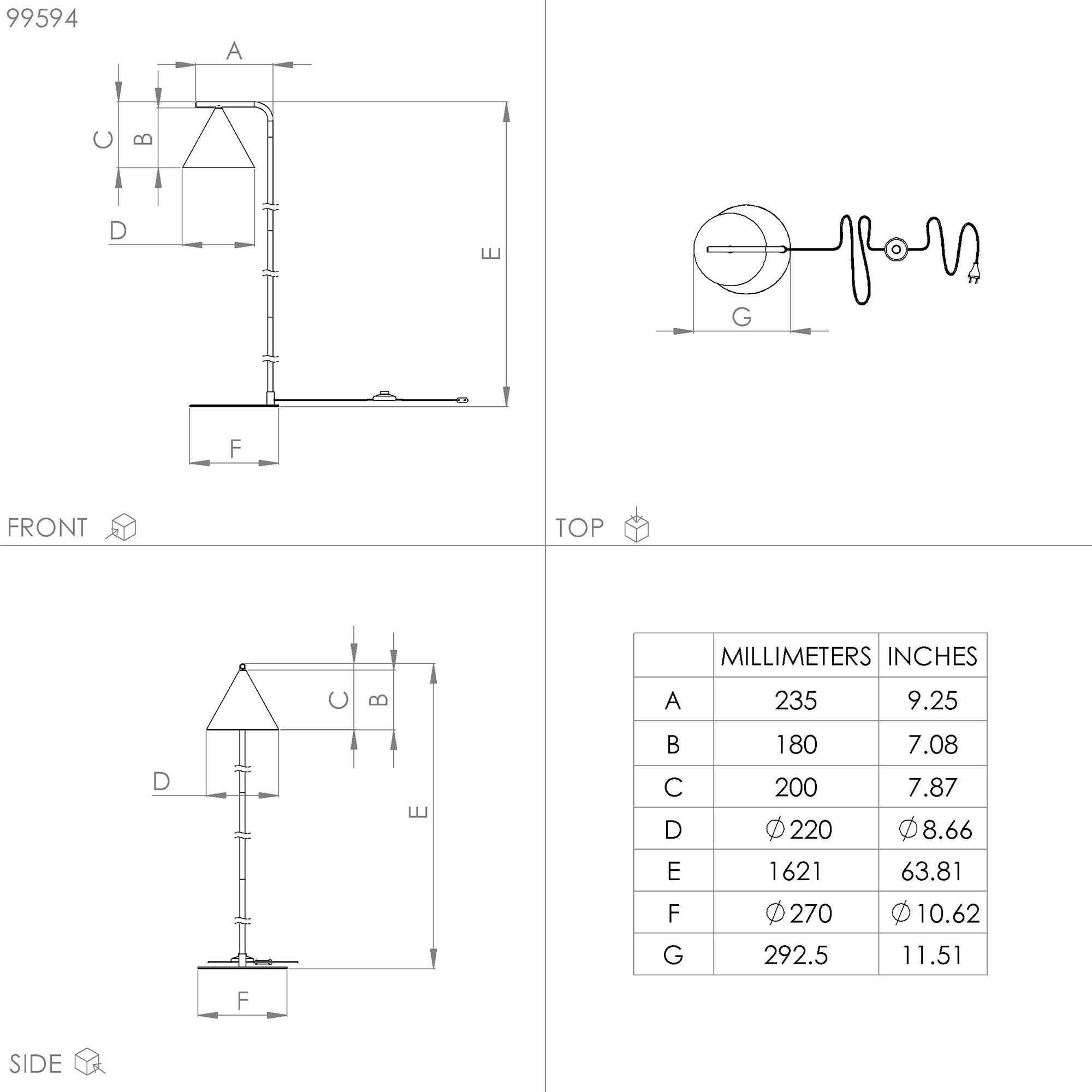 Lampadaire en métal doré NARICES E27 40W