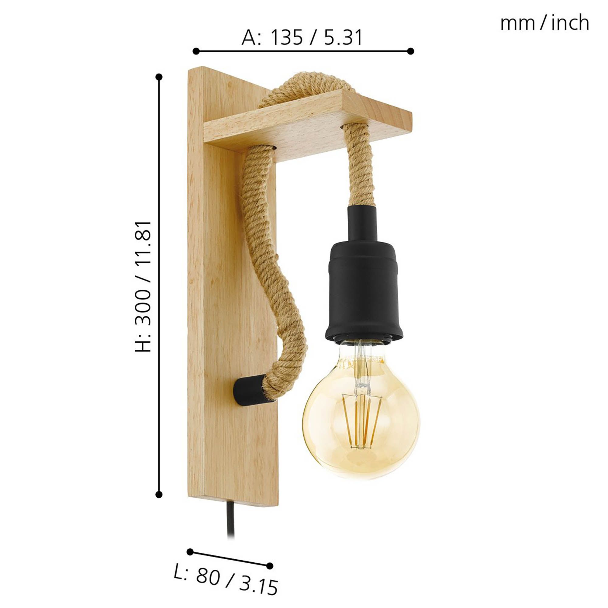 Applique RAMPSIDE bois H30cm