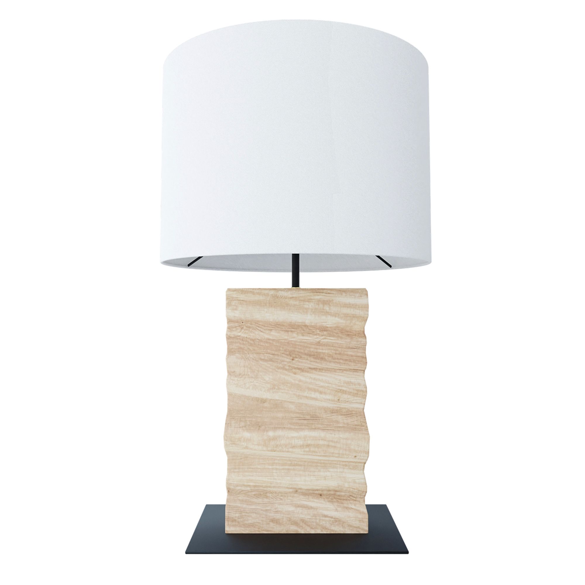 Lampe pied en bois et métal et abat jour blanc CONTESSORE H62,5 cm E27 40W