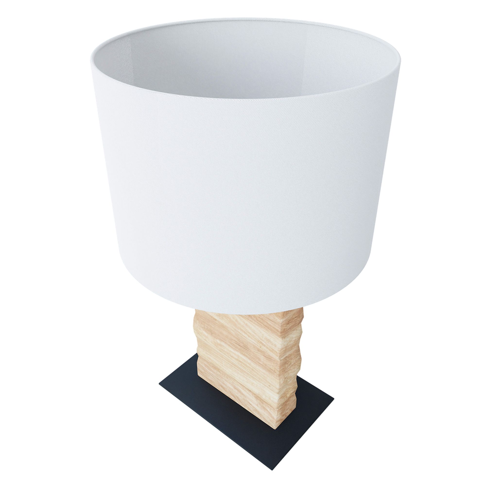 Lampe pied en bois et métal et abat jour blanc CONTESSORE H62,5 cm E27 40W