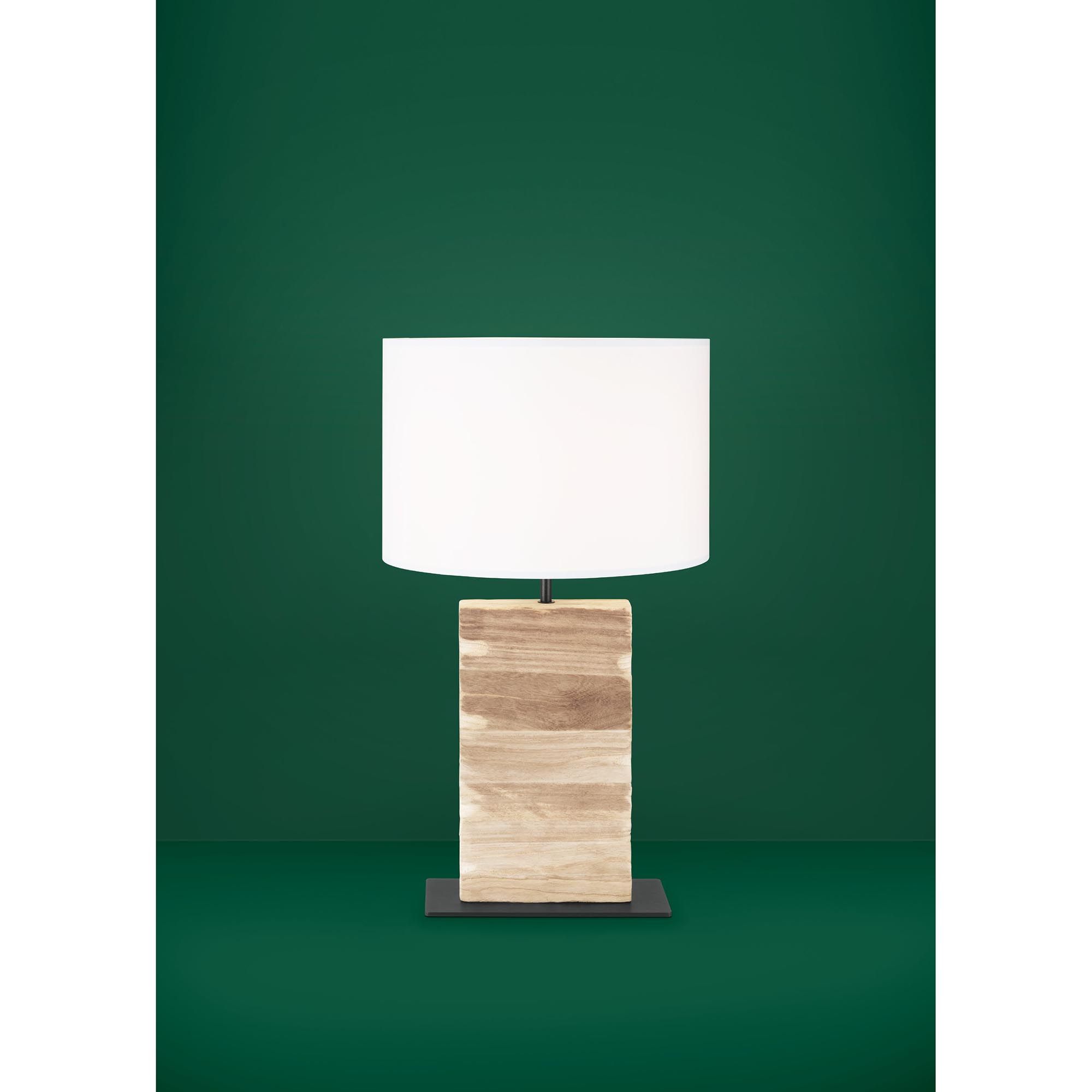 Lampe pied en bois et métal et abat jour blanc CONTESSORE H62,5 cm E27 40W
