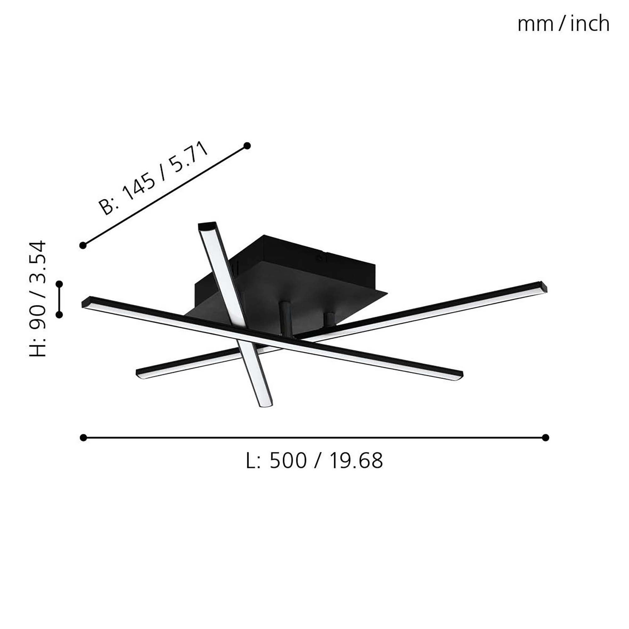 Plafonnier LED LASANA 3 noir Ø50cm