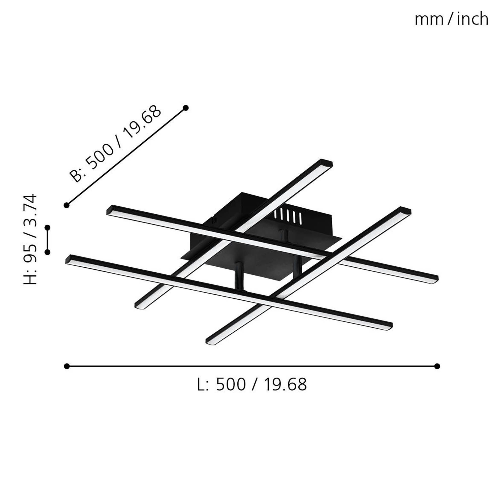 Plafonnier LED LASANA noir Ø50cm