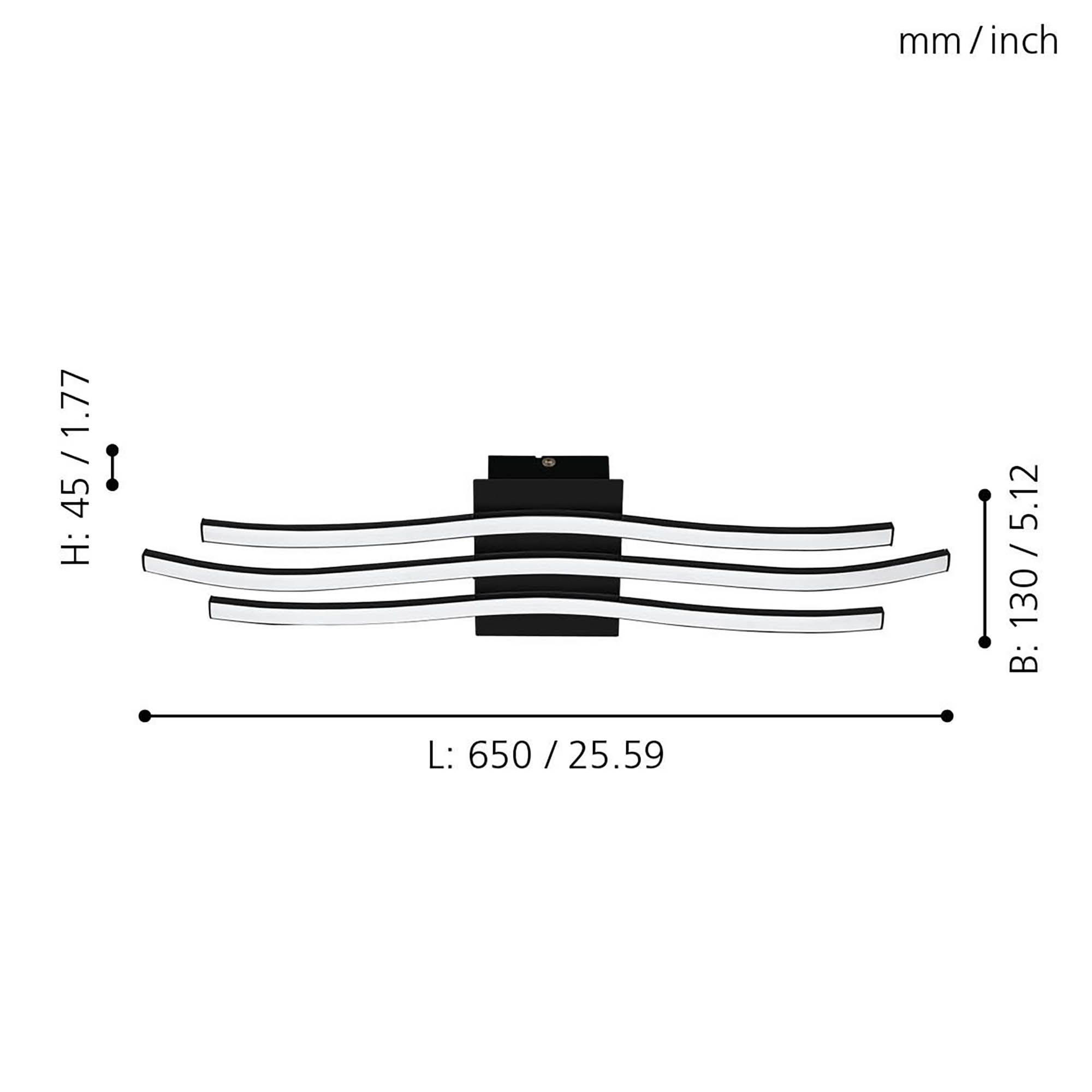 Plafonnier LED RONCADE noir L65cm