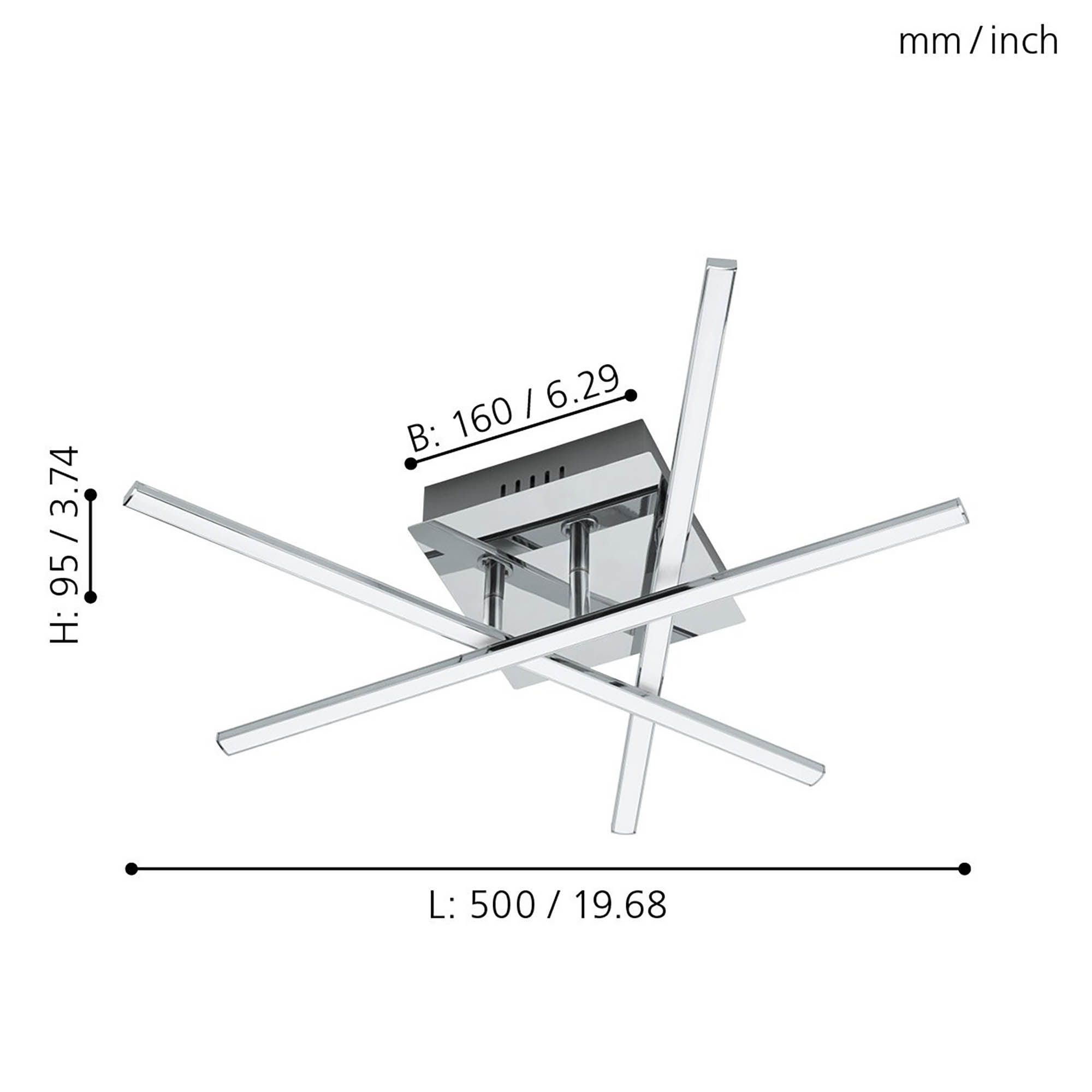 Plafonnier  LED LASANA 1 chrome L55cm