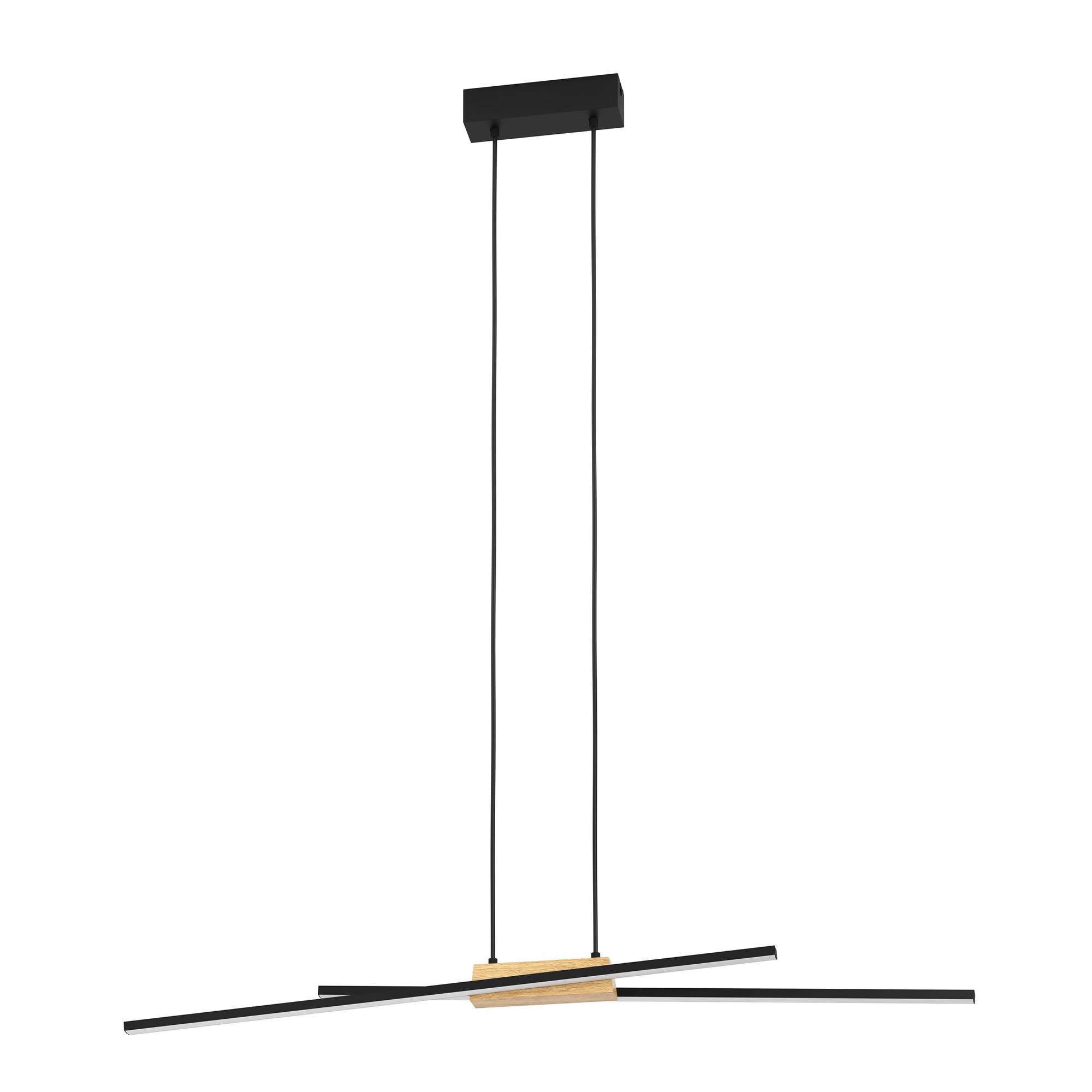 Suspension  LED PANAGRIA noir/bois L93,5cm