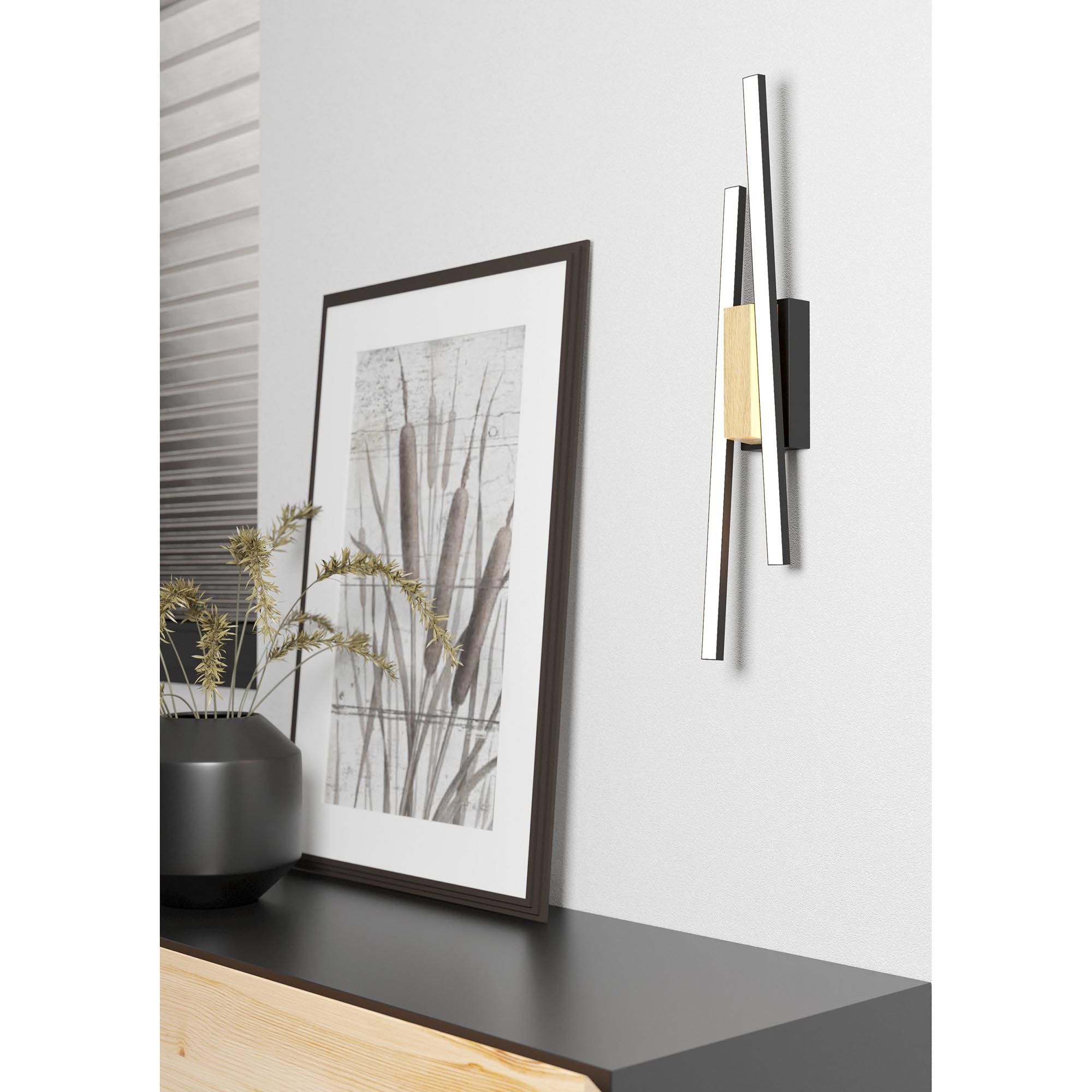 Applique LED PANAGRIA noir/bois H54cm