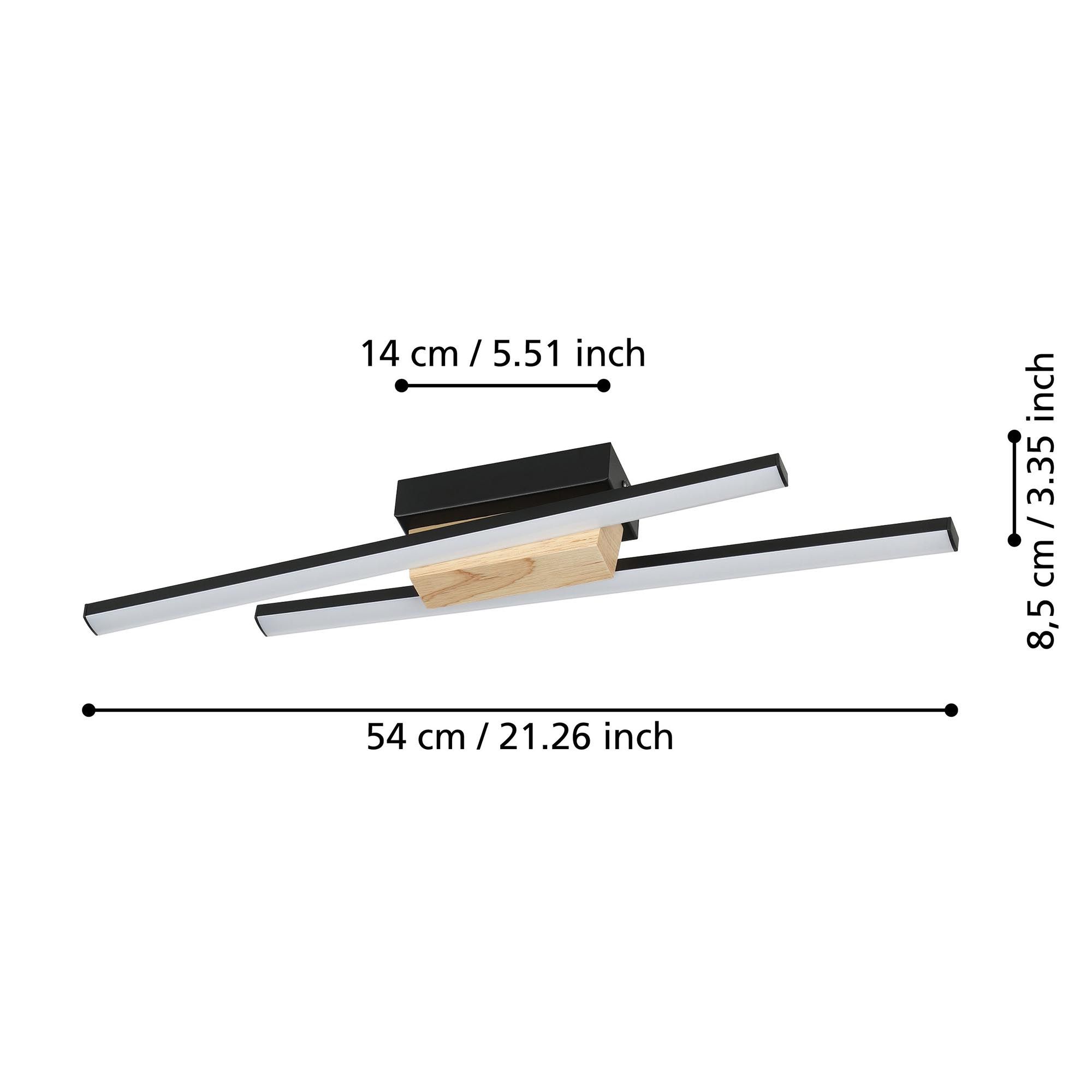 Applique LED PANAGRIA noir/bois H54cm