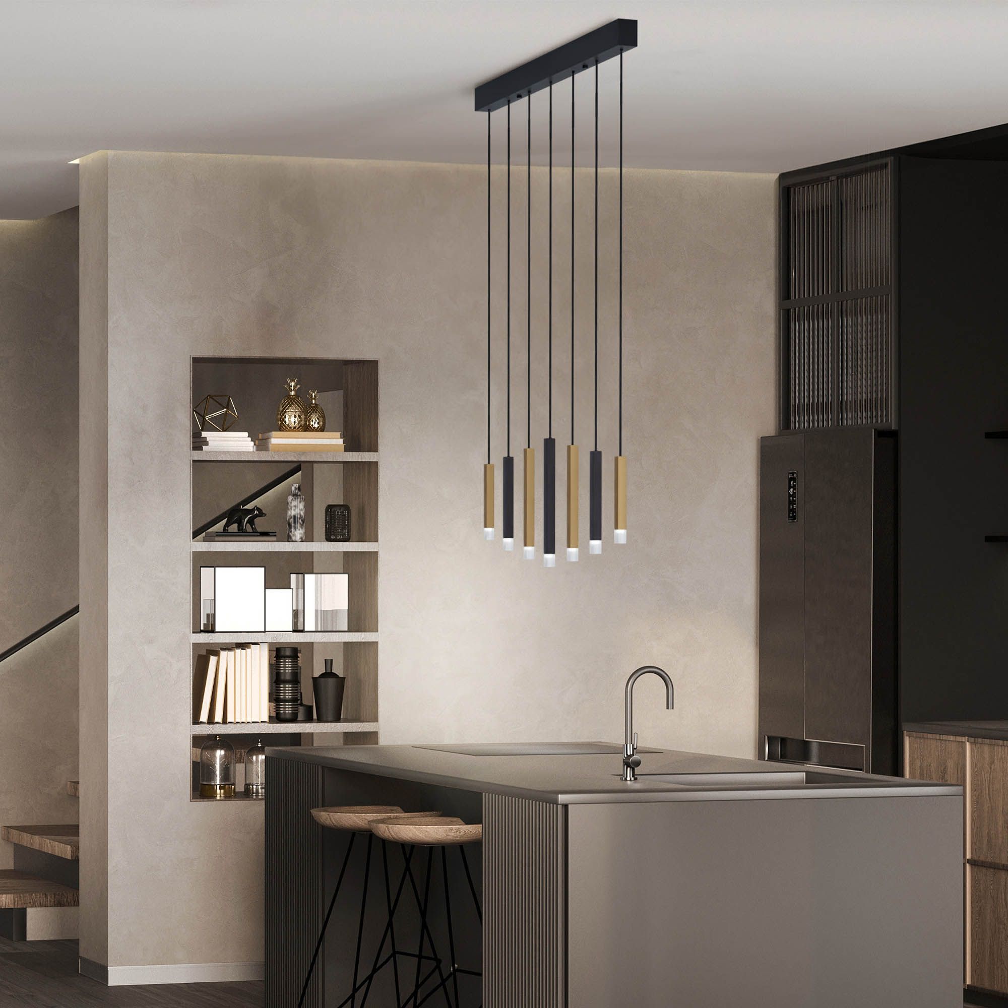 Suspension LED dimmable ESTANTERIOS marron L108cm