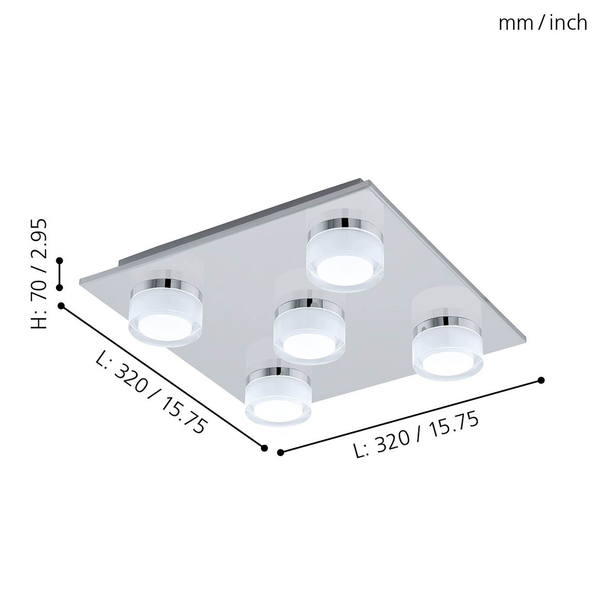 Plafonnier LED ROMENDO 1 chrome L32cm