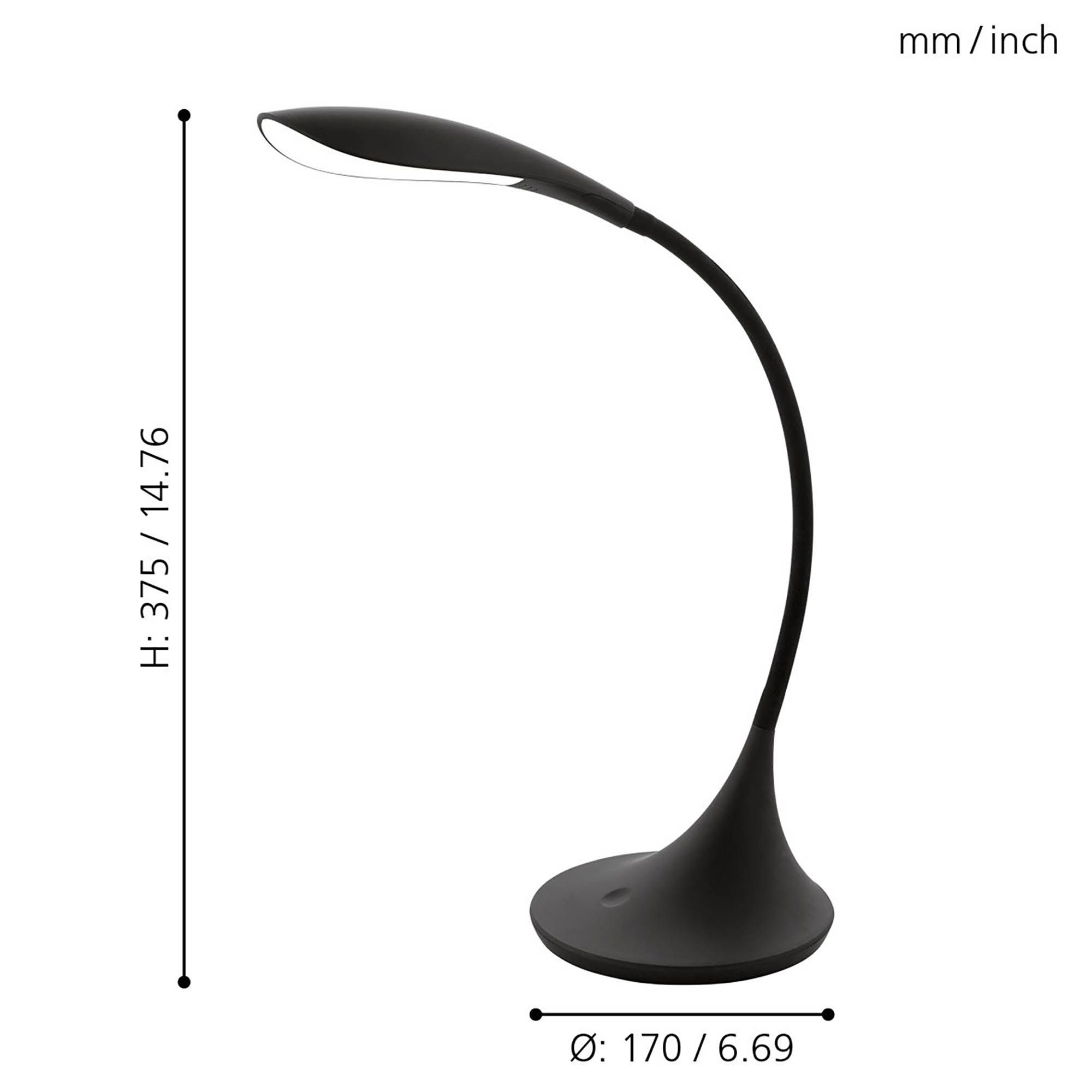 Lampe de bureau LED DAMBERA noir H37,5cm