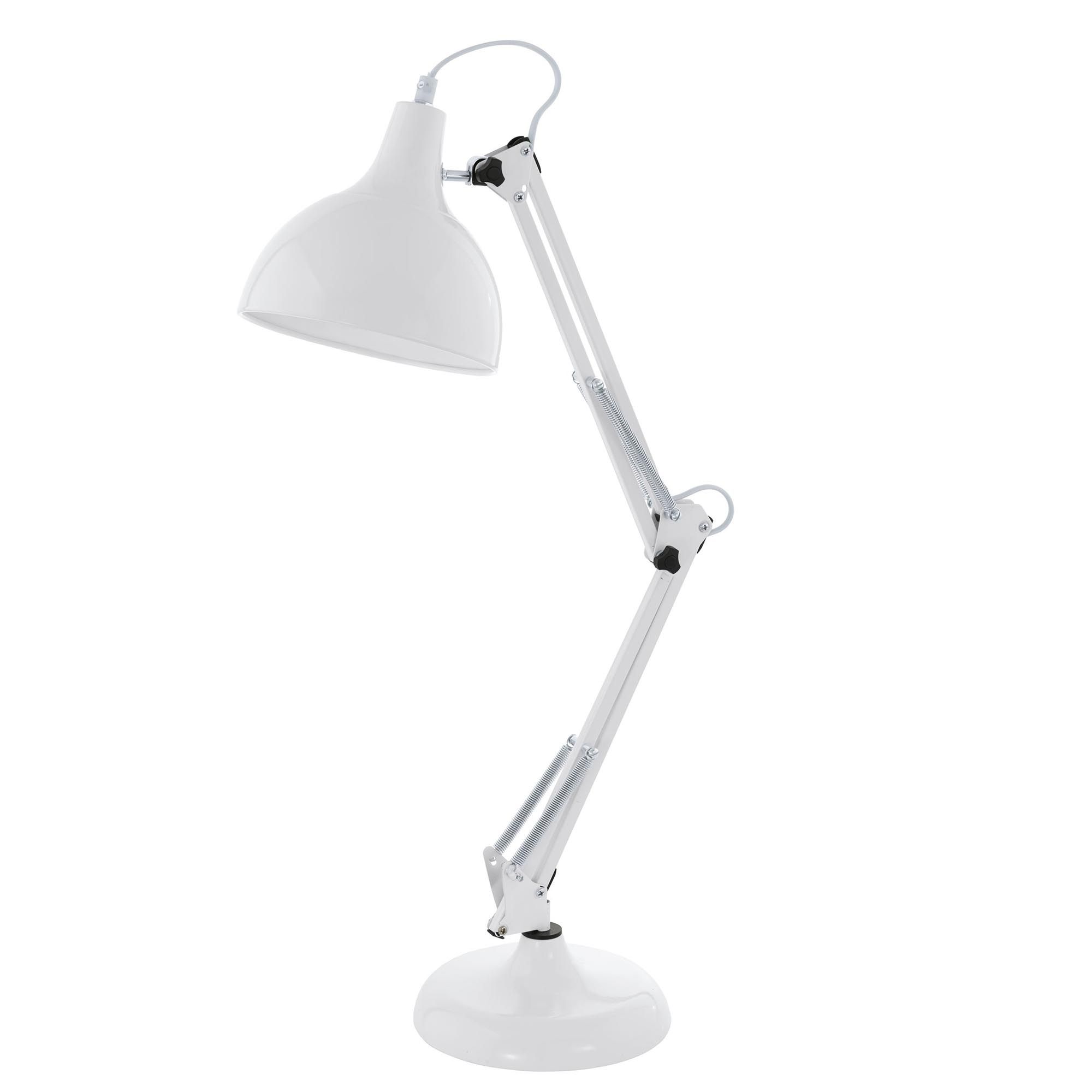 Lampe de bureau en métal blanc BORGILLIO E27 40W