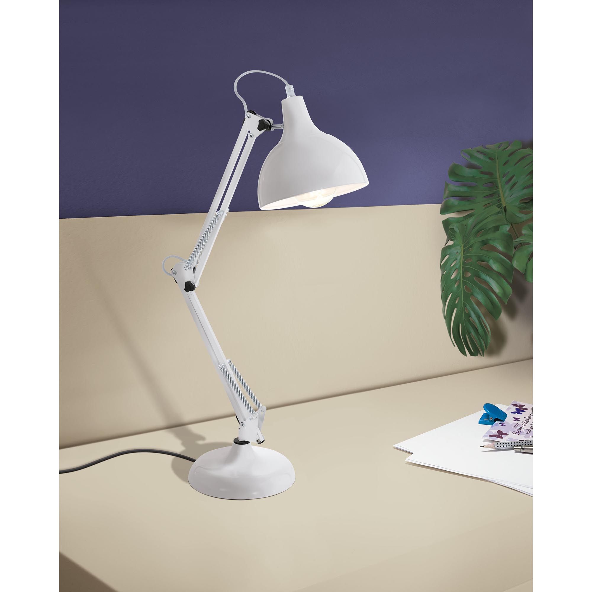 Lampe de bureau en métal blanc BORGILLIO E27 40W