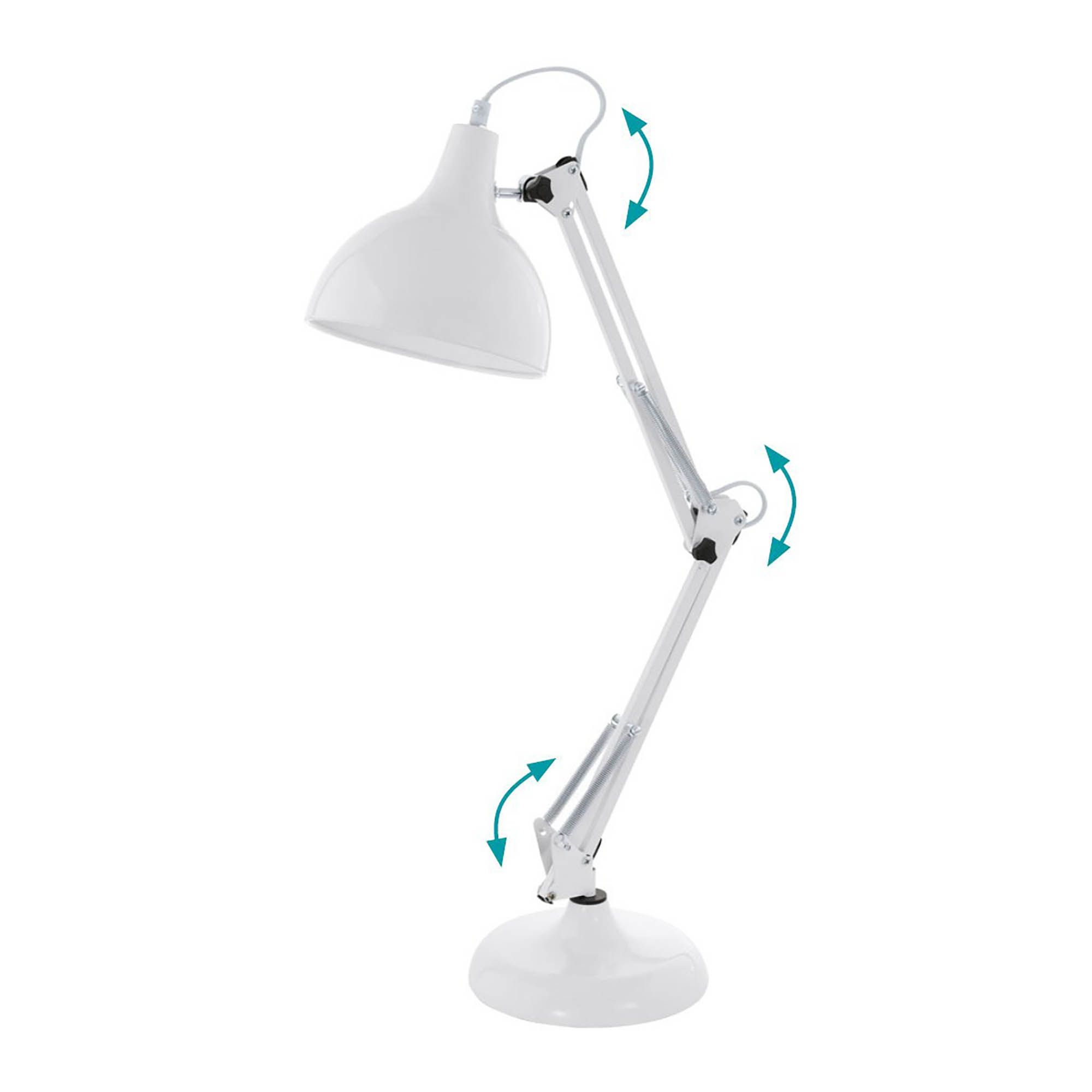 Lampe de bureau en métal blanc BORGILLIO E27 40W