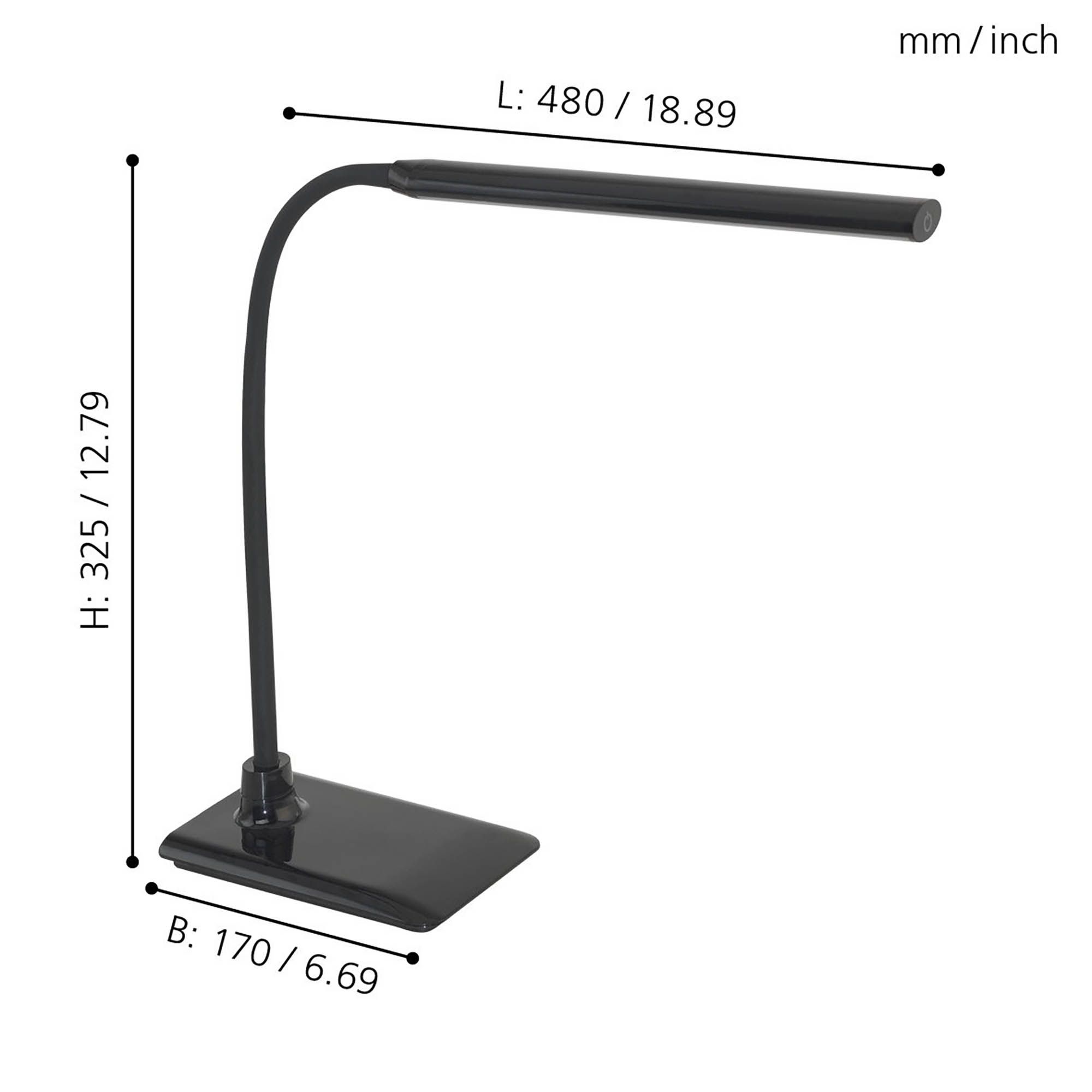 Lampe de bureau LED LAROA noire H51cm