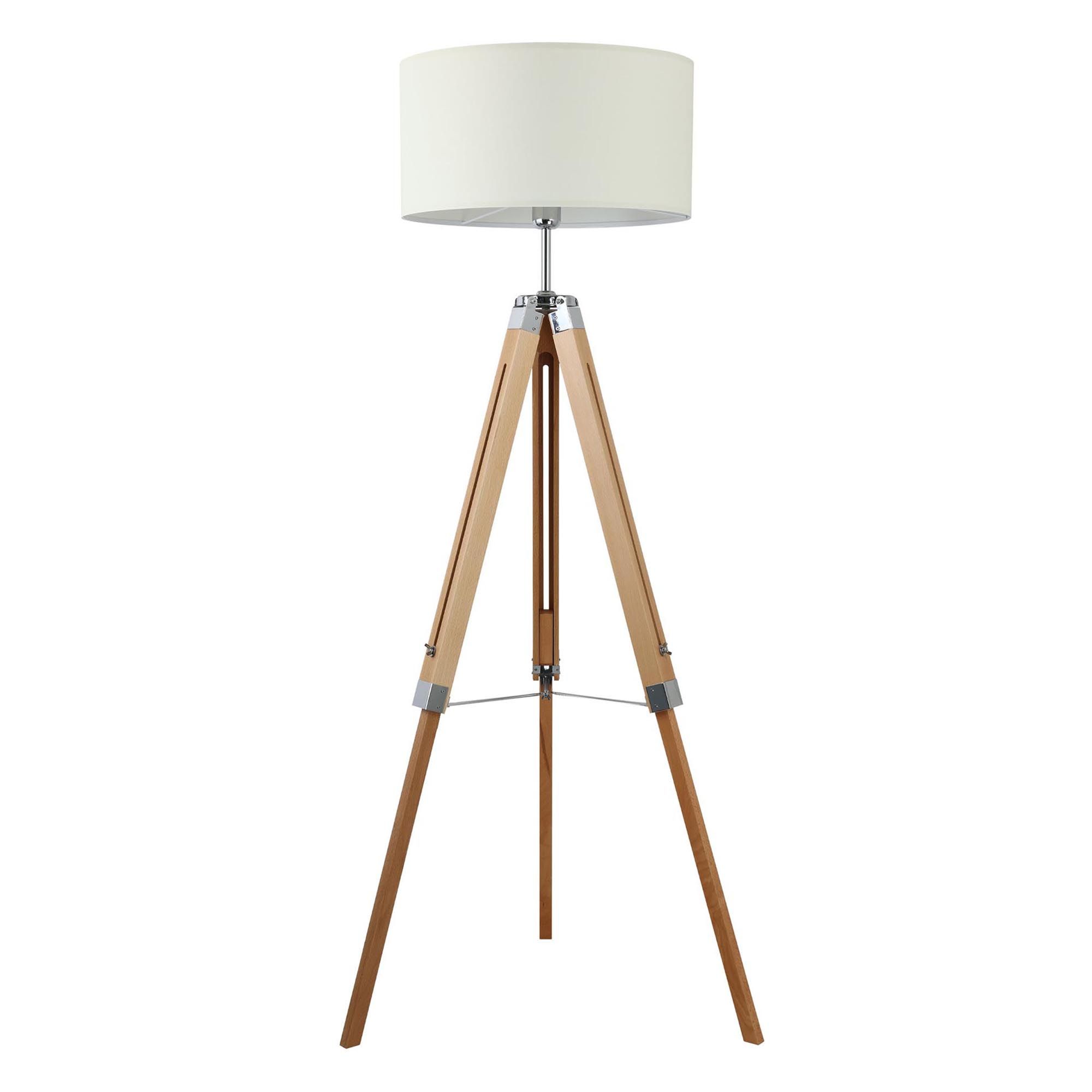 Lampadaire LANTADA Bois Naturel/Abat-jour Blanc H143 cm