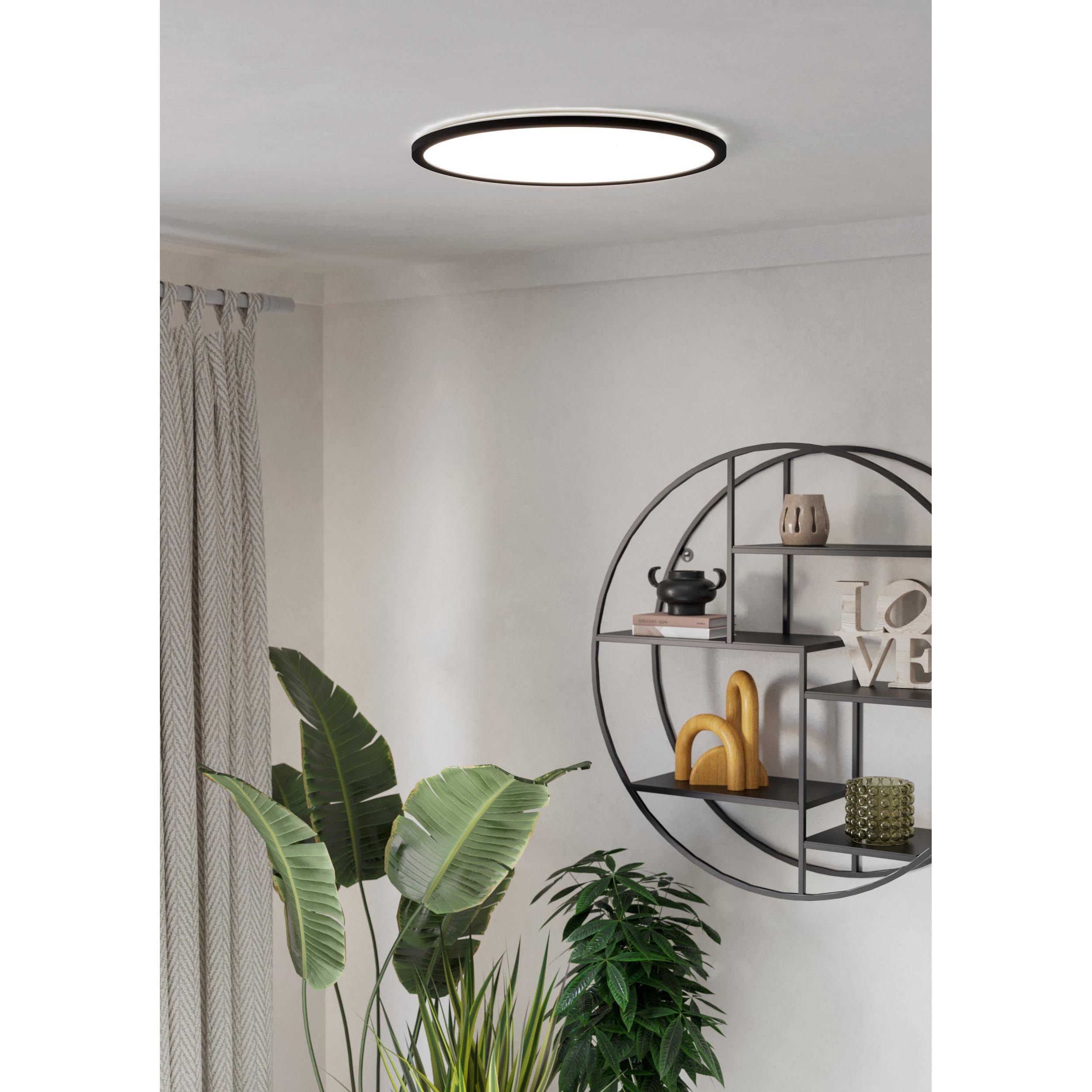 Plafonnier LED dimmable ROVITO noir avec télécommande Ø50cm