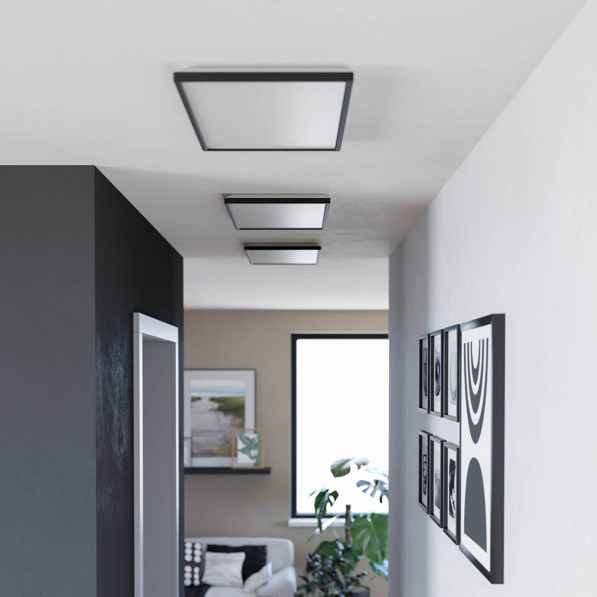 Plafonnier LED dimmable connecté ROVITO-Z noir L57cm