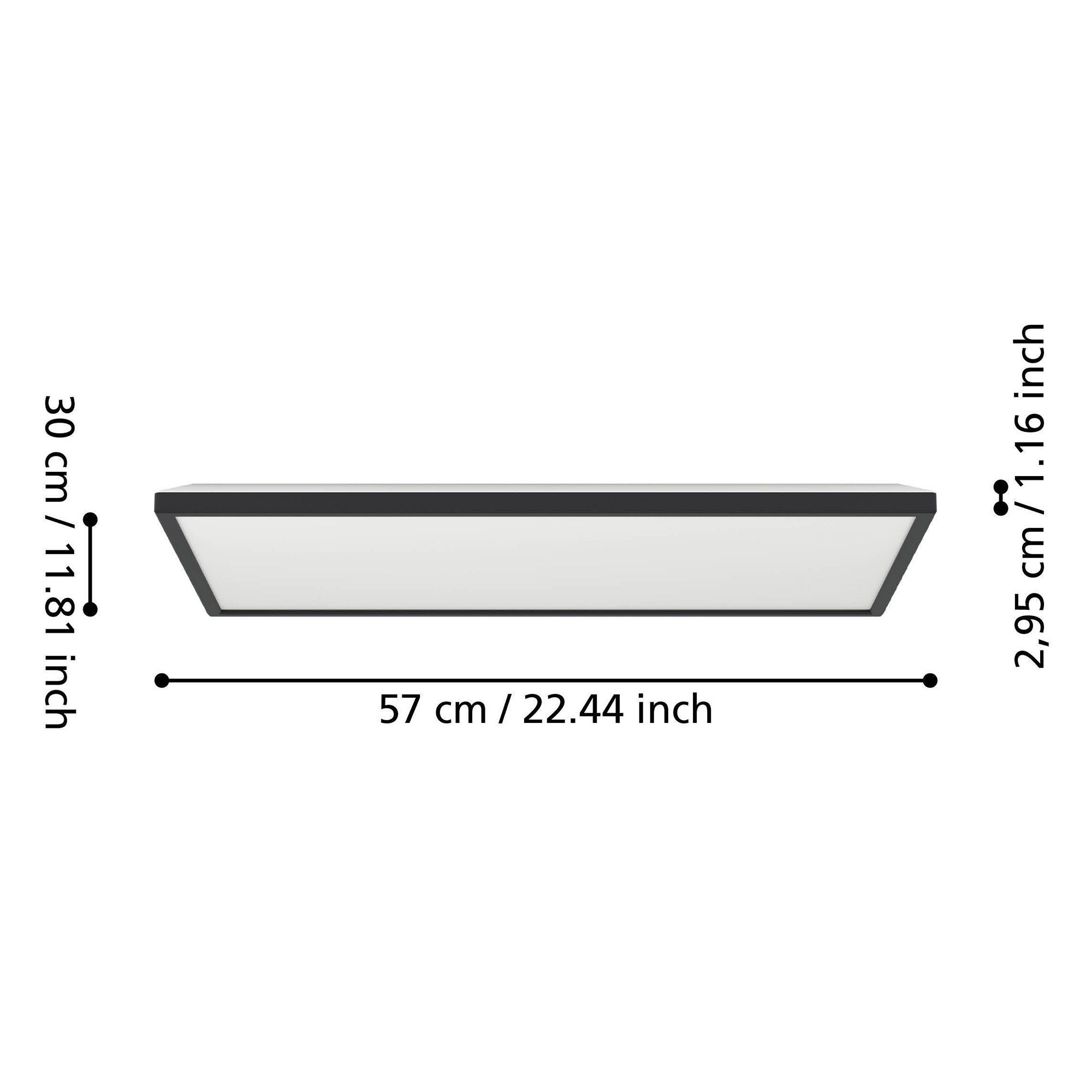 Plafonnier LED dimmable connecté ROVITO-Z noir L57cm