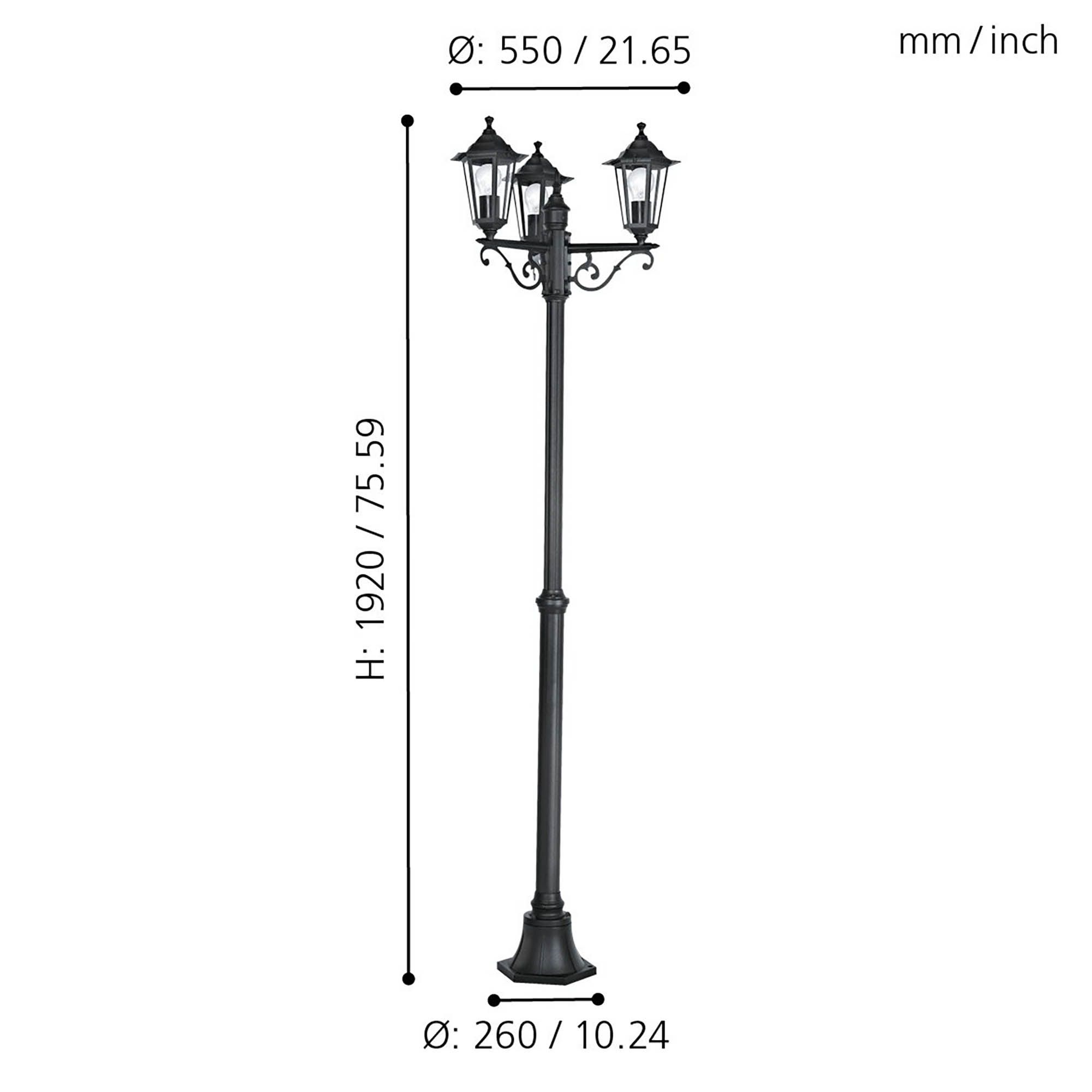 Lampadaire extérieur LATERNA 4 noir H192cm
